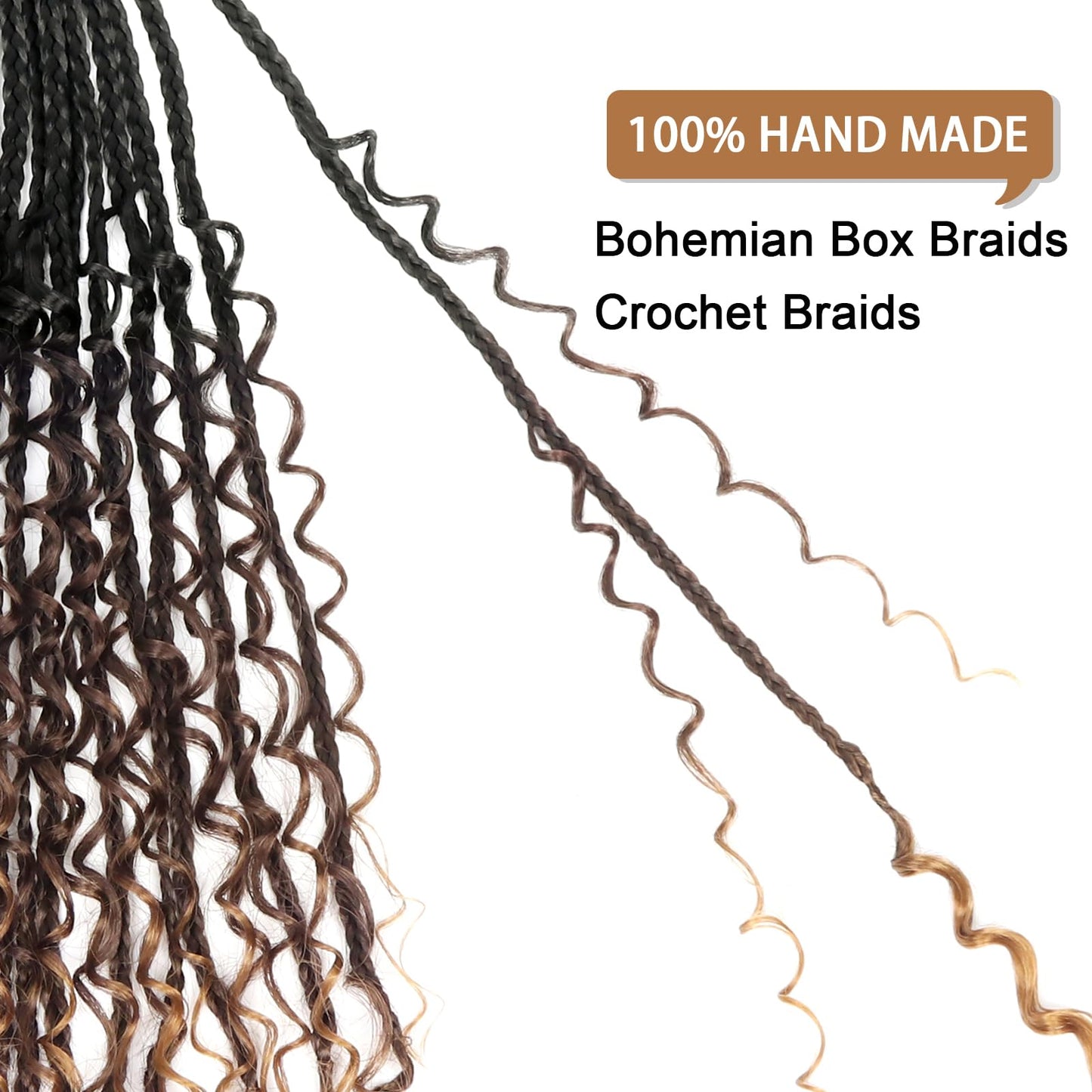 Goddess Box Braids Crochet Hair With Curly Ends 14 Inch Bohomian Box Braids Crochet Braids 8 Packs 3X Crochet Braids Synthetic Braiding Hair Extension for Black Women (14 Inch (Pack of 8), 1B-4-30)……