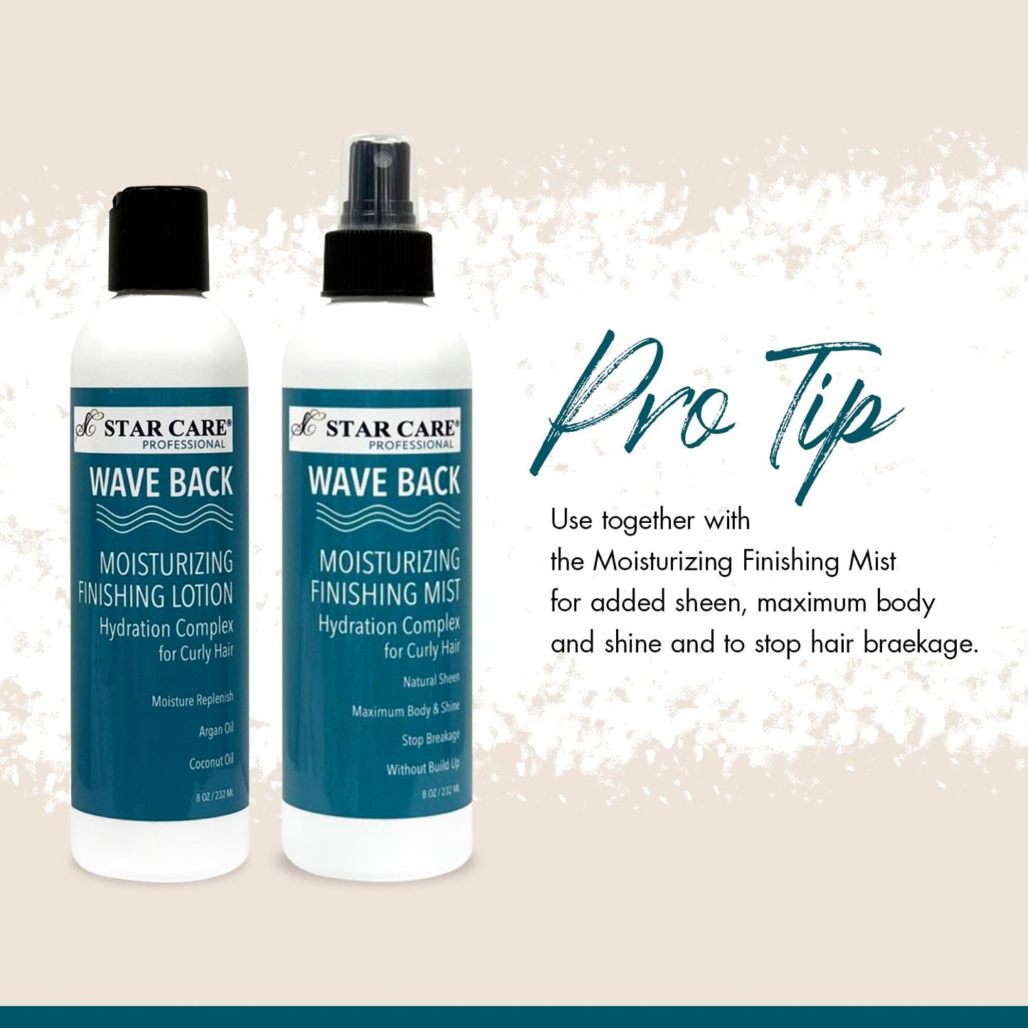 STAR CARE Wave Back Curl Lotion & Mist Set Curl Defining Leave-In Lotion, Enhancing Finishing Mist for Curly & Wavy Hair, Anti-Frizz Hydrating Bundle 2 x 8oz