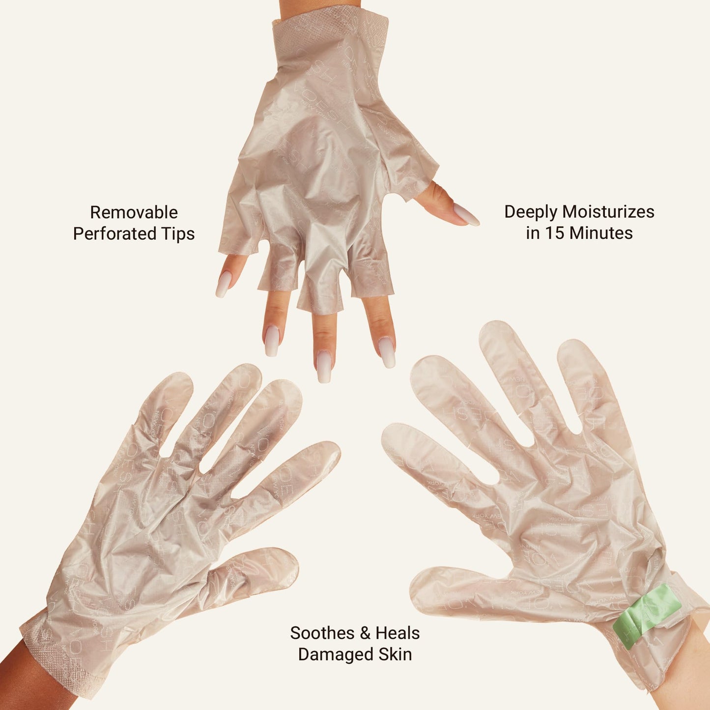 VOESH Collagen Gloves, Vegan Hand Masks, 4 Pack, Moisturizing Hand Mask, Lotion Gloves, Hydrating Gloves, Hand Care, Spa Manicure Gloves, Dry Hand Treatment