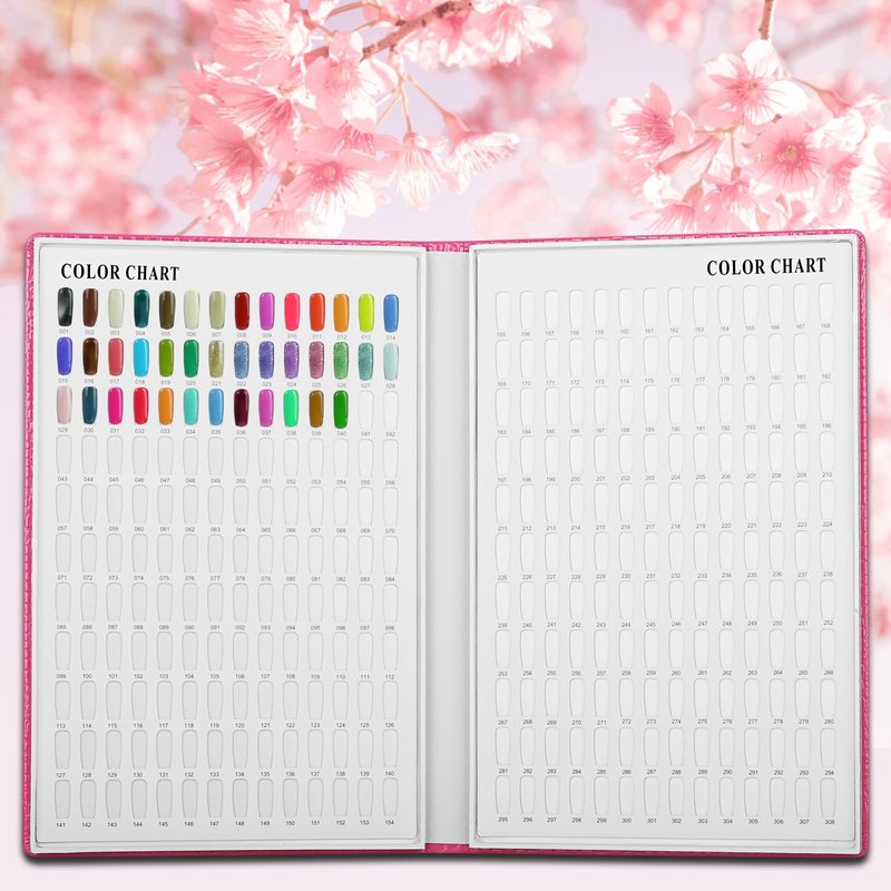 Vnjaoi 308 Polish Display Book, Gel Color Display Book, Fake Tips Sample Painting Art Design for Nail Salons, DIY at Home (Rose Red)