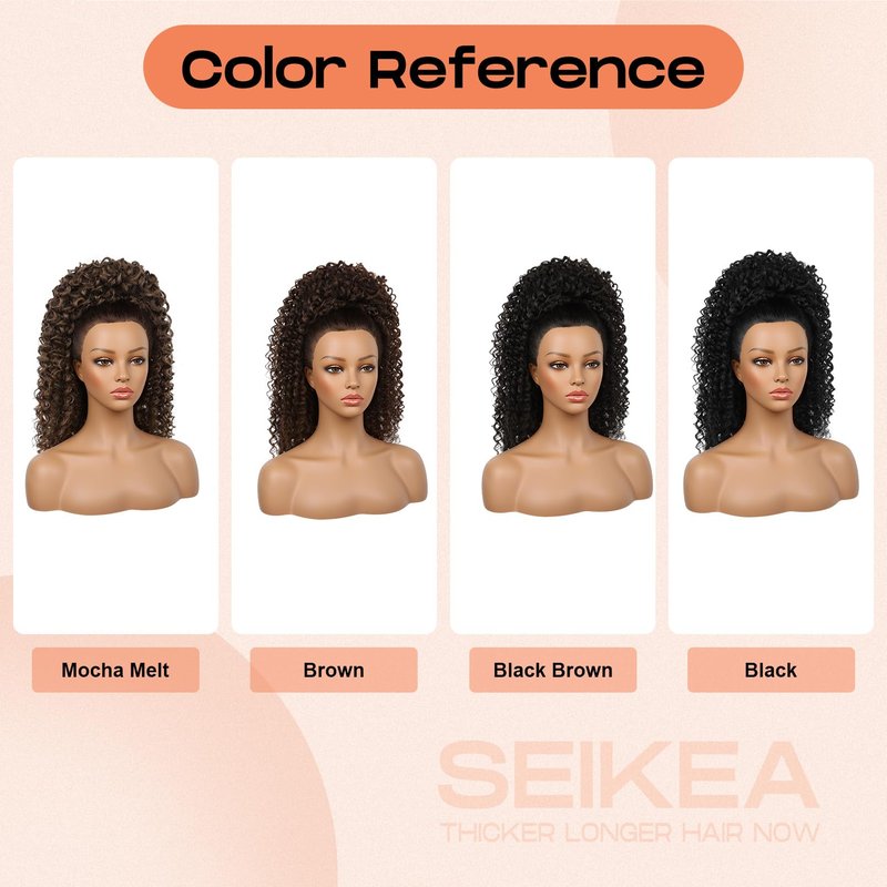 SEIKEA Cheer Ponytail Hair Piece, 100% Super Protein Fiber Curly Cheerleader Hairpiece Lightweight Fluffy Natural Soft 18" Ponytail Extension for Cheerleader Competition, Dance Brown