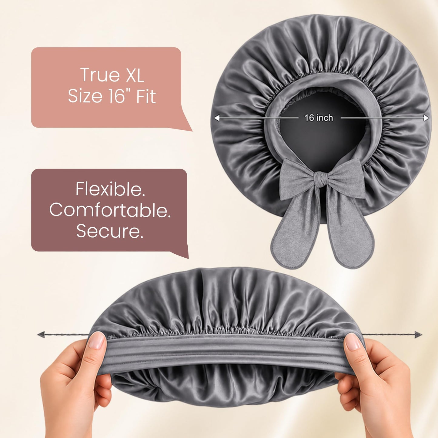LUCE Satin Silk Bonnet for Sleeping - XL Double-Layer 600 Thread Satin Hair Bonnets for Women, Hair Cap for Sleep with Adjustable Tie for Frizz Control and Overnight Hair Protection