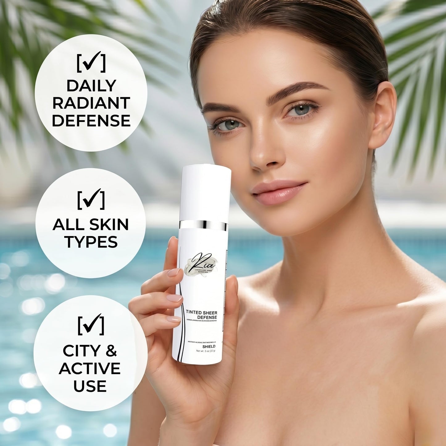 Ria Universal Tinted Sheer Defense Moisturizer SPF 46 Hydrating Dewy Tinted Sunscreen for Face with Zinc Oxide & Octinoxate Niacinamide & Hyaluronic Acid Broad Spectrum Lightweight Daily SPF, Smooth
