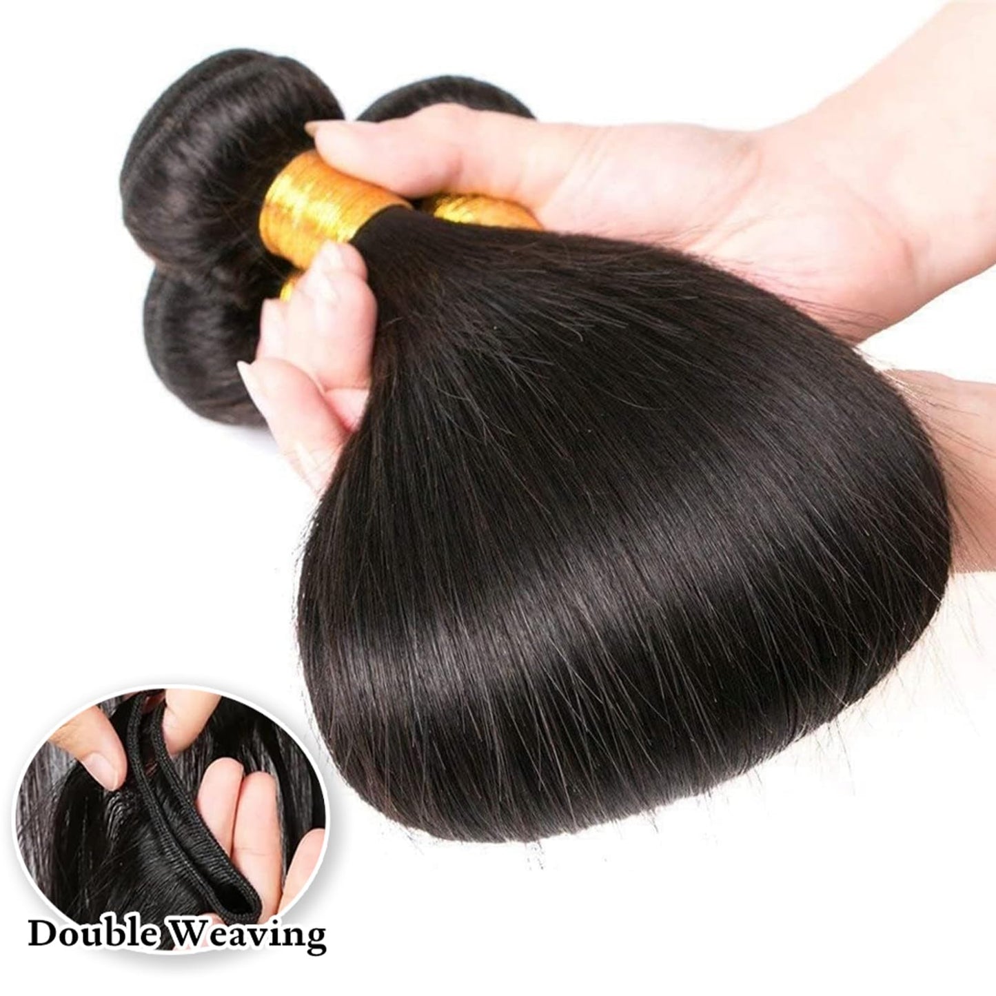 Straight Bundles Human Hair 12 14 16 Inch 100% Unprocessed Brazilian Virgin Hair 3 Bundles Human Hair Trippy Hair Bundle Extension for Black Women Natural Color