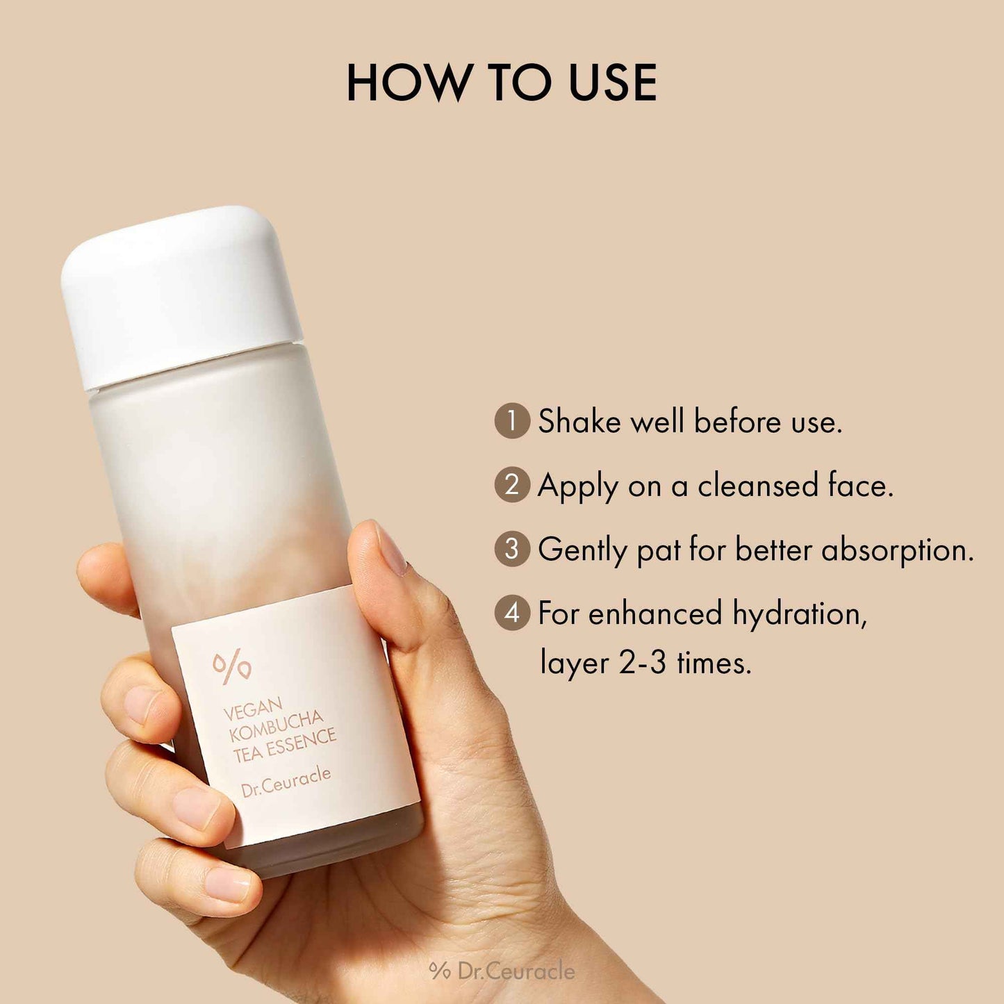 Dr.Ceuracle Vegan Kombucha Tea Essence - Hydrating Milky Toner with Kombucha Tea Extract, Centella Asiatica, Ceramide, Korean Skincare (150 ml / 5.07 fl. oz.)