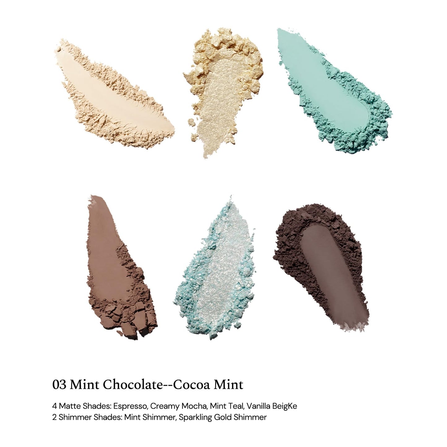 Flower Knows The Sweetie Bear Collection 6-Color Makeup Palette,Green Face Makeup Palette with 4 Matte + 2 Shimmer Shades,Blendable Smooth Cute Make Up,0.23 Oz(03 Mint Chocolate)