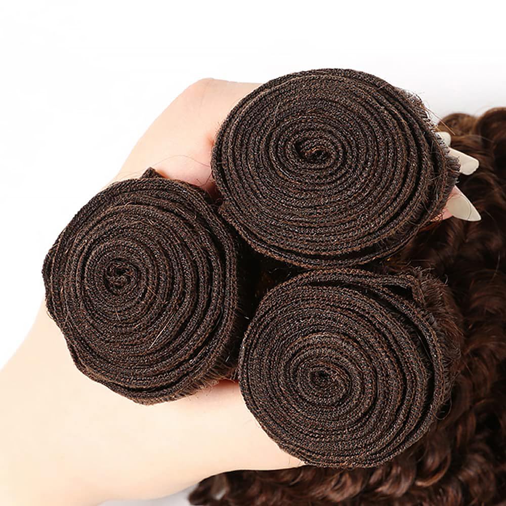 Deep Wave Human Hair Bundles 14 16 18 Inch #4 Chocolate Brown Bundles Human Hair 12A Unprocessed Native Virgin Hair 100/PC 3 Extensions Wet and Wavy Weave for Women