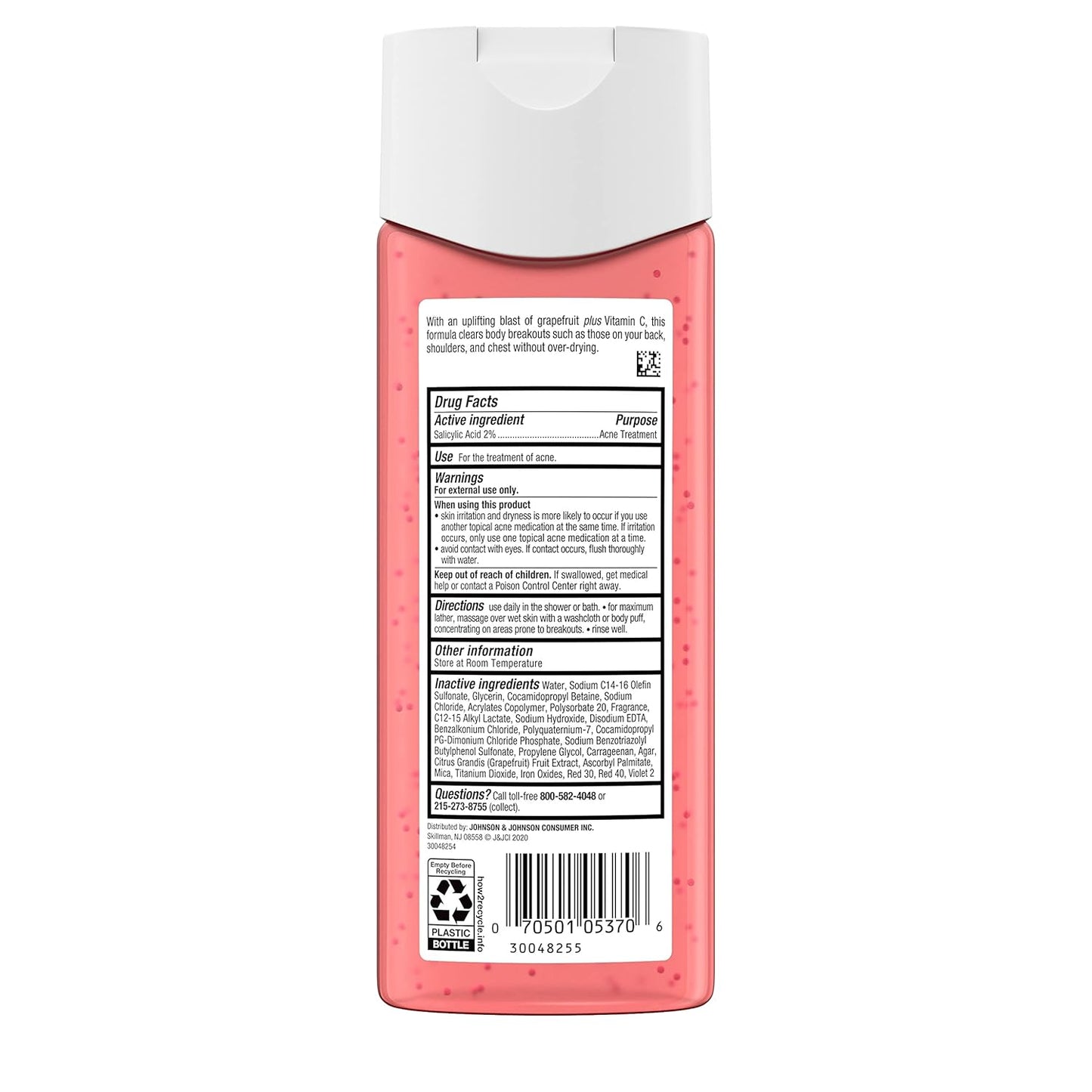 Neutrogena Body Clear Acne Treatment Wash - 2% Salicylic Acid Gel for Back, Chest & Shoulders | Pink Grapefruit, 8.5 fl. oz (Pack of 3)