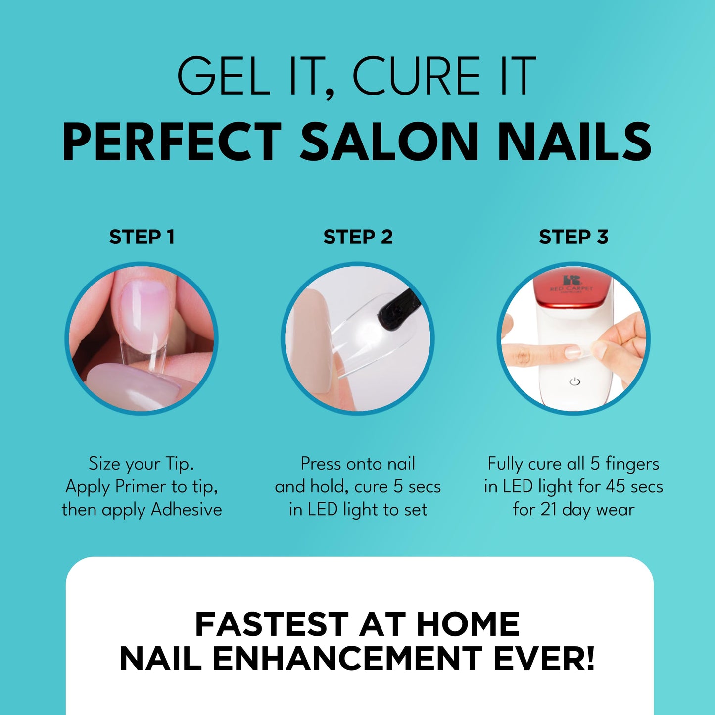 RC Red Carpet Manicure LED Soft Gel Tip Adhesive, 0.3 fl oz - Non-Damaging, Bubble-Free for Maximum Adhesion & Long-Lasting, Quick Cure for Soft Gel Tips. Ideal for DIY Manicures & Salon-Quality Nails
