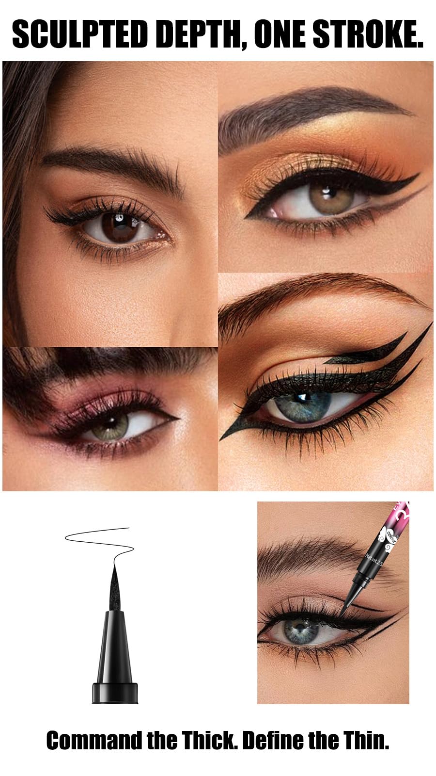 Gnker Eyeliner Waterproof Professional Liquid Long Lasting Cosmetics Eye Liner Pen Black 12 pcs