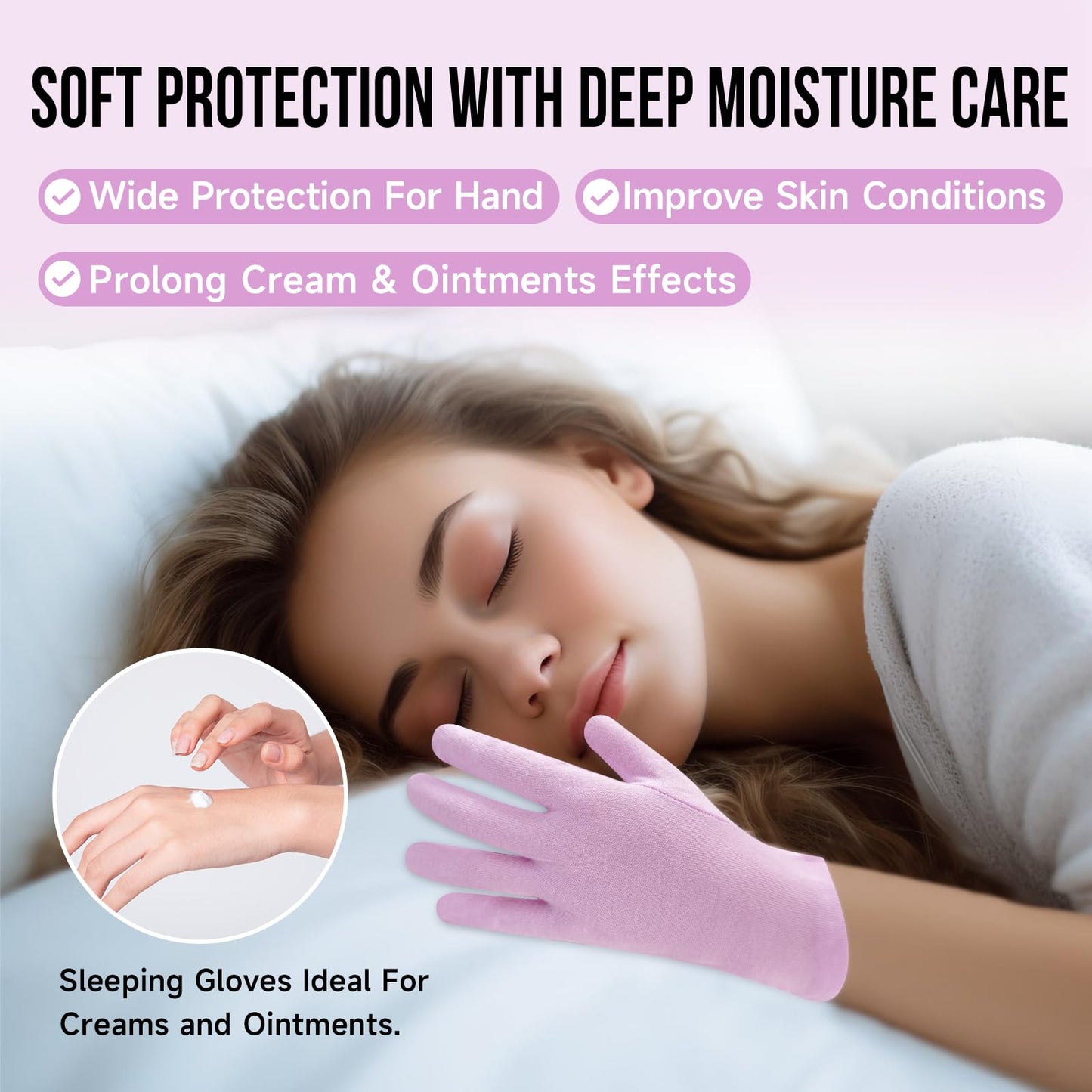 HandLove Premium 100% Cotton Gloves | Moisturizing Gloves for Dry Hands & Eczema | Overnight Sleeping Gloves, Eczema Gloves | Touchscreen Friendly | Baby Pink, 12Pairs
