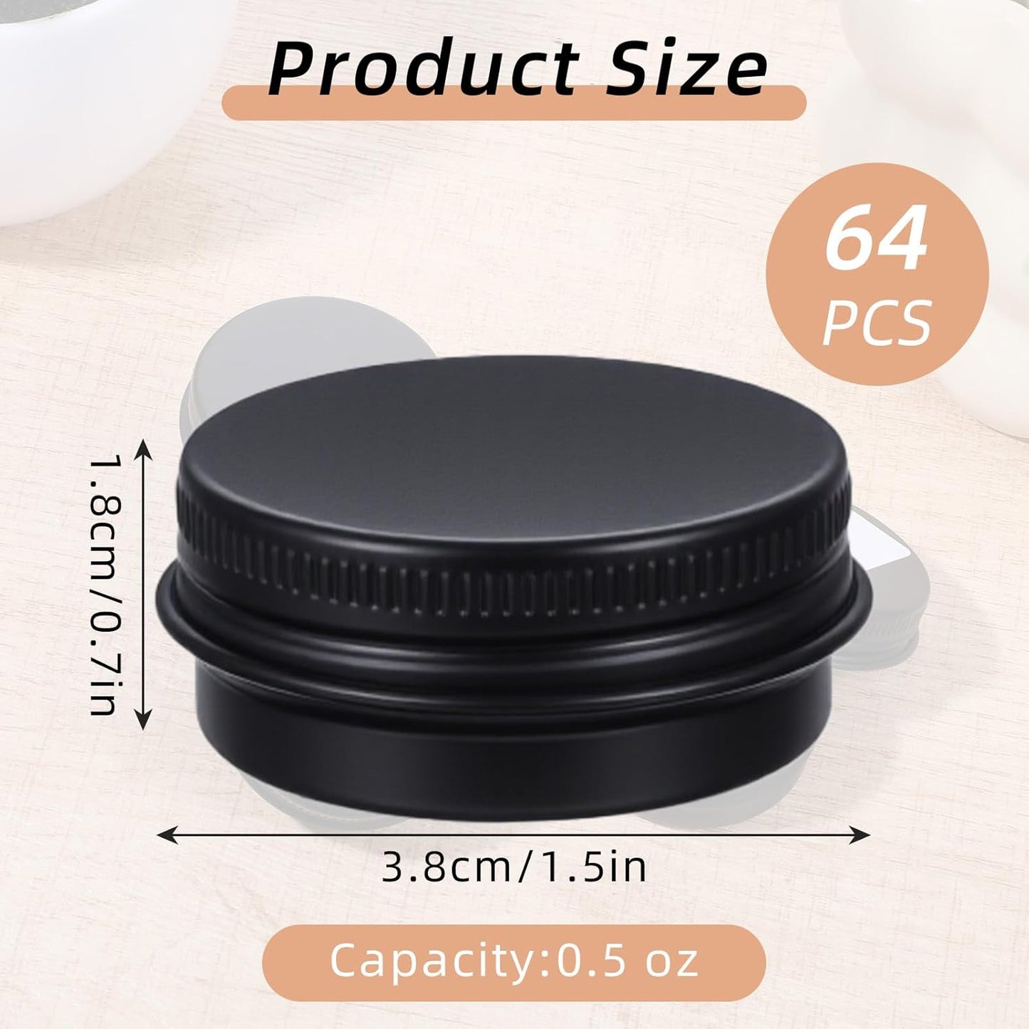 64 Pack Salve Tins - 0.5 Oz Round Lip Balm Containers | Aluminum Cosmetic Sample Jars for Travel & Storage