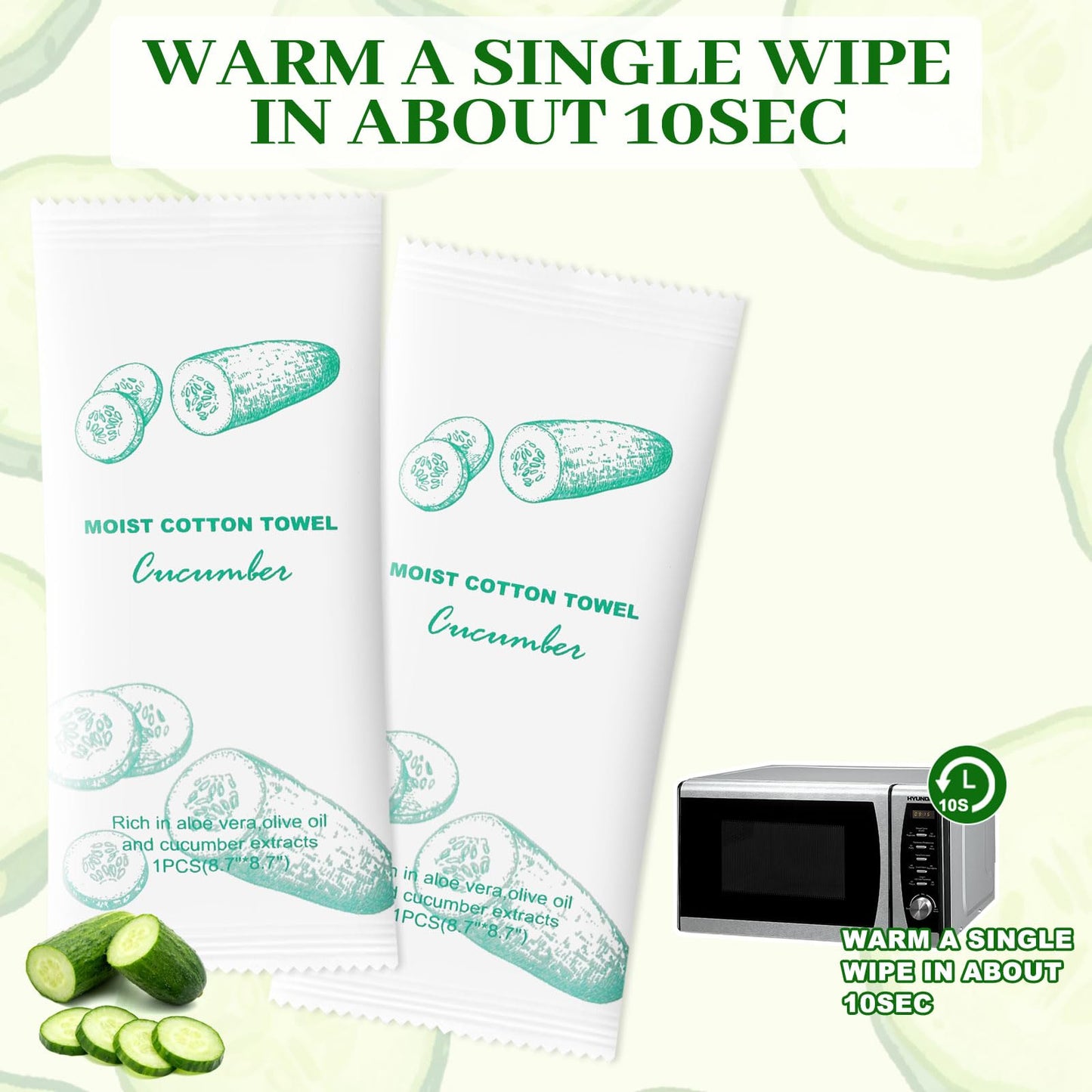 Moist Cotton Towel Bulk Moist Towelettes Individually Wrapped,White Towel Services,Refreshment Pre Moistened Towels for Dentist Travel Sport Party Hotel 100，Cucumber
