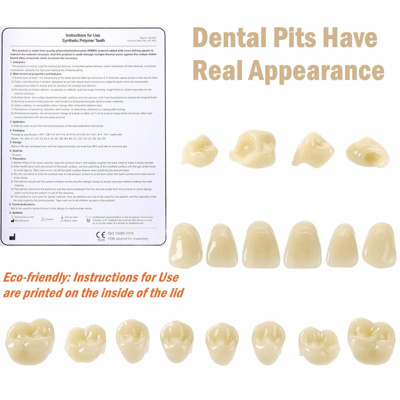 Acrylic Resin Denture Teeth Set - 112 Pcs Shade A3 | Synthetic Polymer Fake Teeth for Halloween & DIY