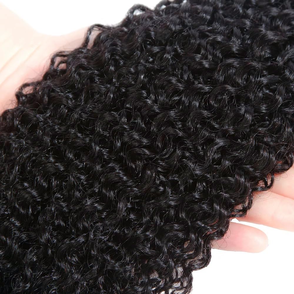 Color #1B Human Hair Bundles Natural Black Curly Wave Single Bundle Human Hair 26 Inch Double Weft Grade 12A Unprocessed Virgin Remy Hair Extension