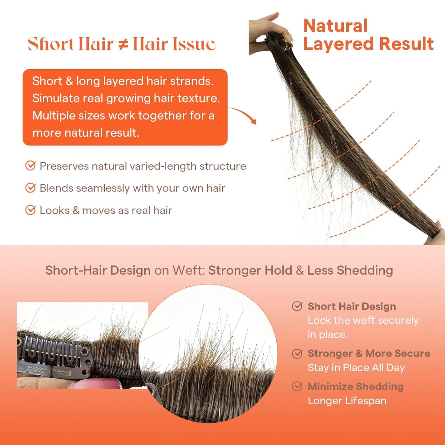 Real Human Hair Clip-In Extensions - 14 Inch Remy Hair, Jet Black | Lightweight 85g for Women