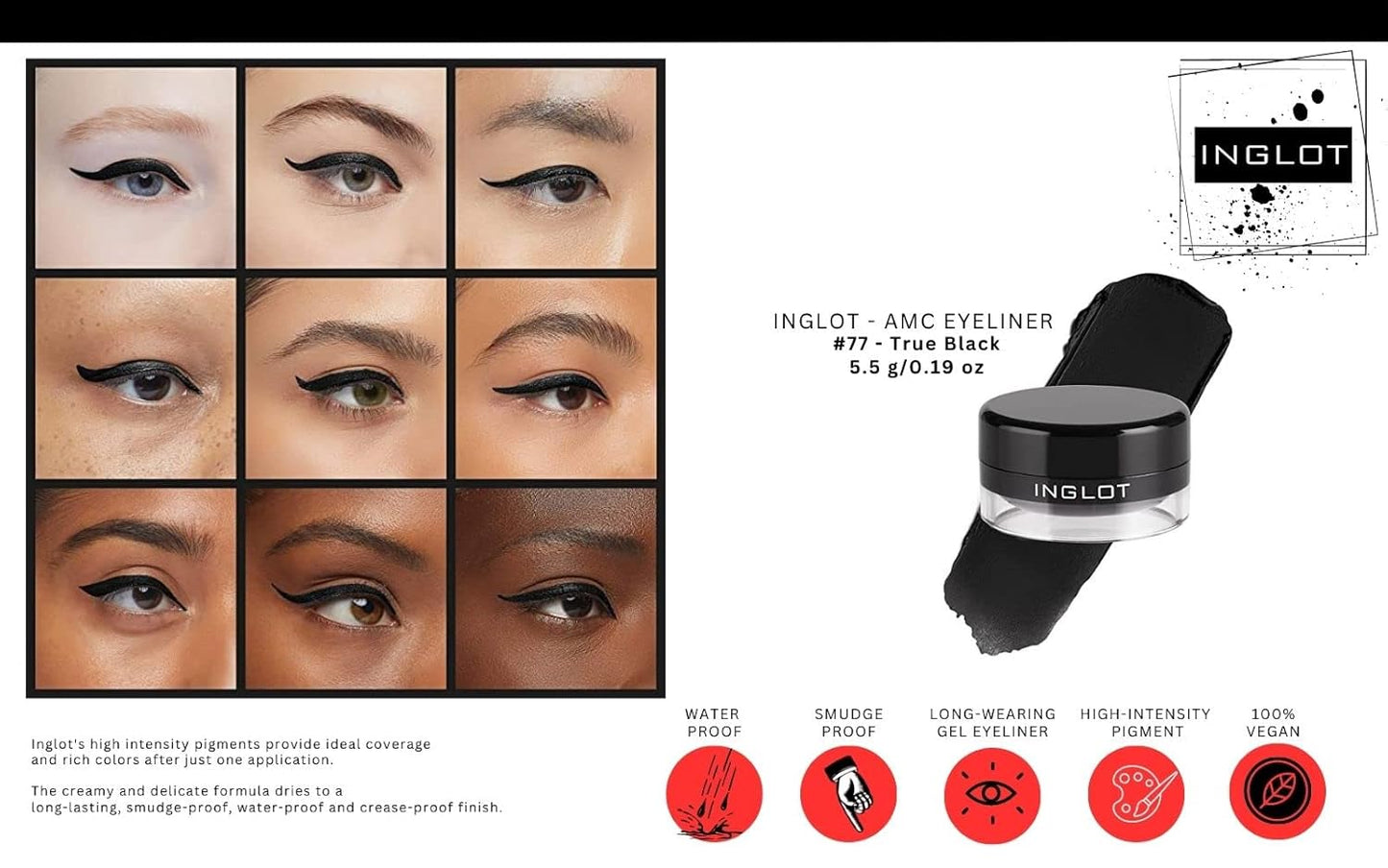 Inglot Eyeliner Bundle - AMC Gel Eyeliner Set with Brush | Perfect for Precision Application (3-Piece)