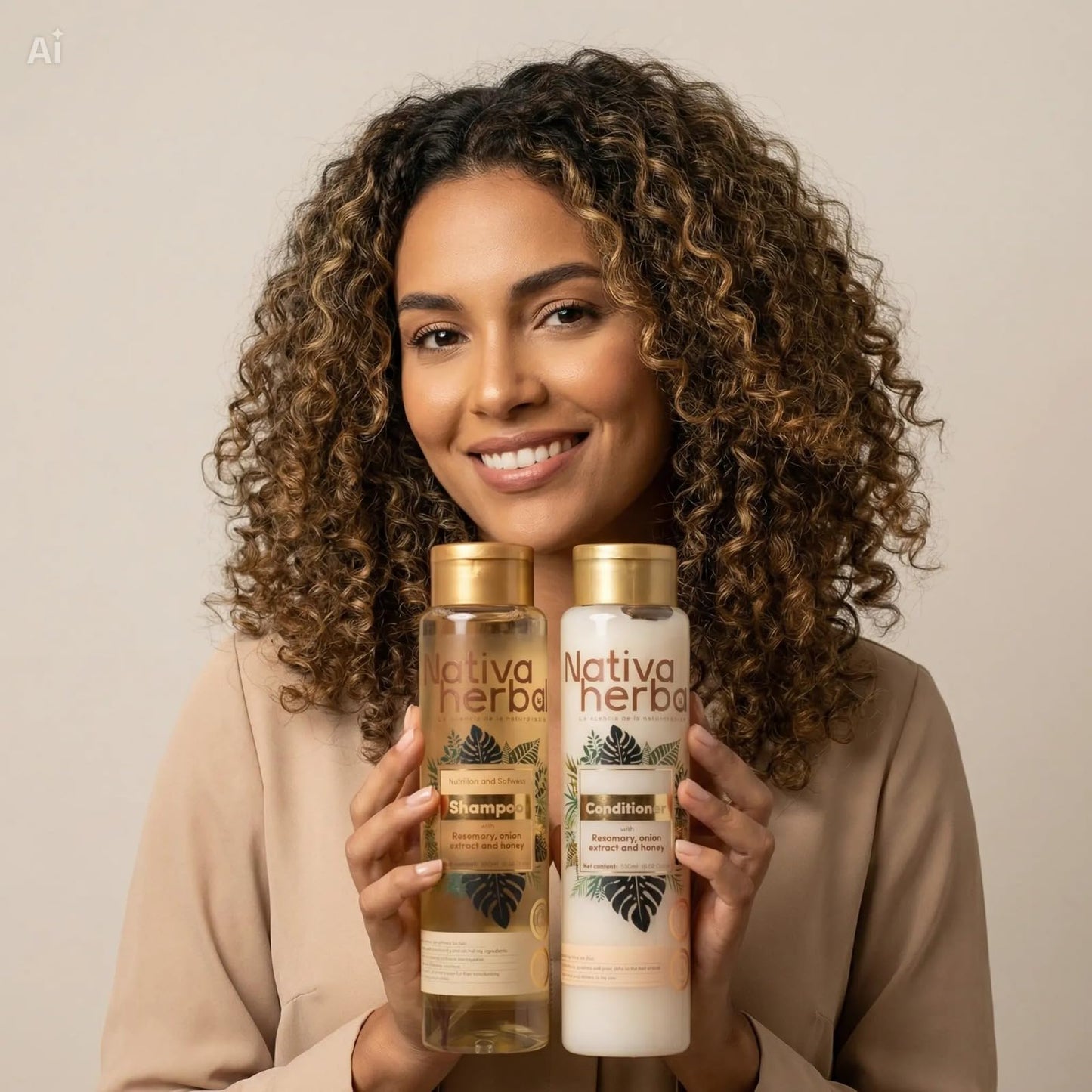 Nativa Herbal Rosemary and Onion Shampoo & Conditioner – Hair Growth and Anti Hair Loss Set, Organic 18.5 fl oz Each, Strengthens Roots, Restores Shine, Paraben Free Natural Hair Care