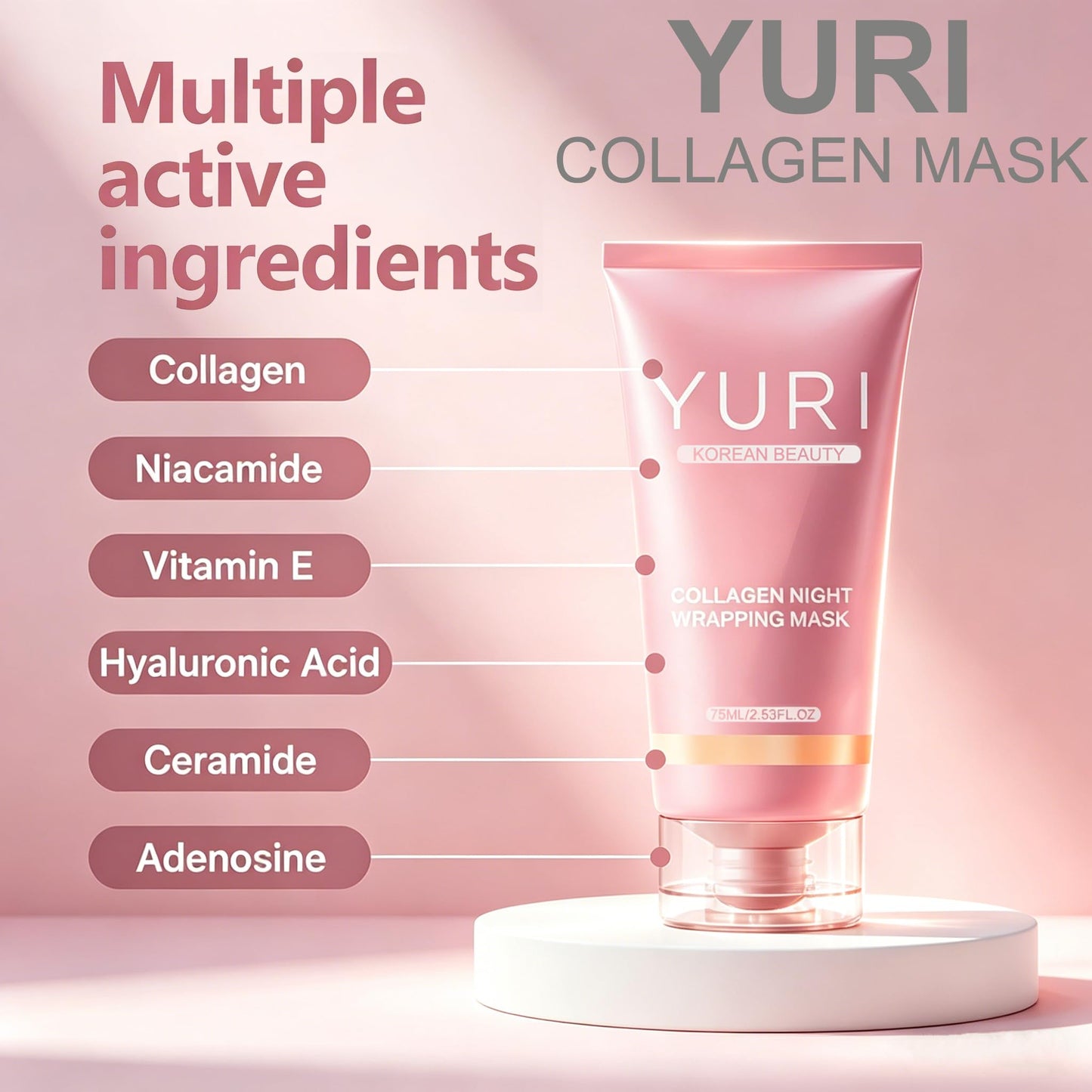 Orvian YURI Collagen Night Wrapping Mask,YURI Collagen Mask,Easy Peel Off Facial Mask Skin Care night mask,Hydrating Face Mask is the Ideal Gifts for Women and Teen Girls!2.54 fl.oz (2pcs)