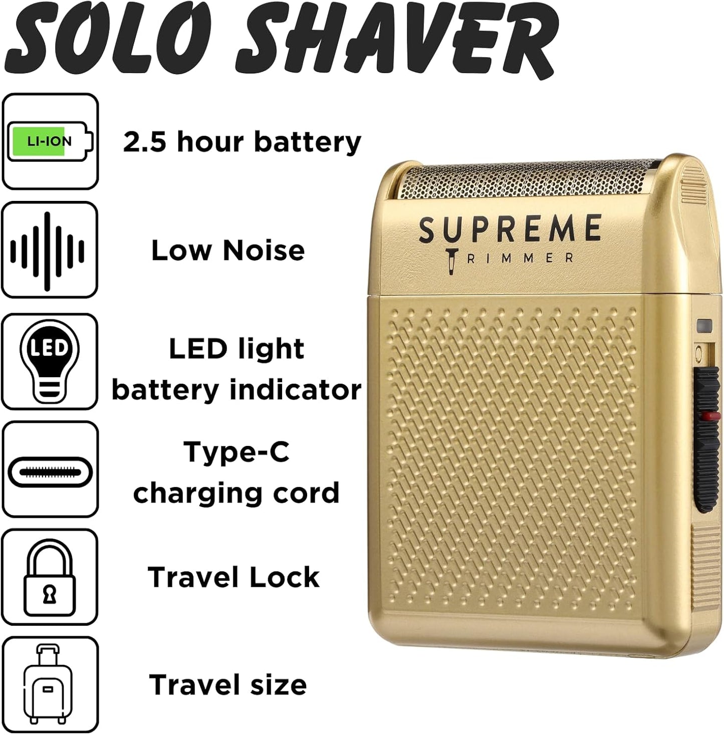 Supreme Trimmer Solo Foil Shaver - Cordless Mini Travel Razor with 150 Min Runtime | Professional & Home Use | STF101