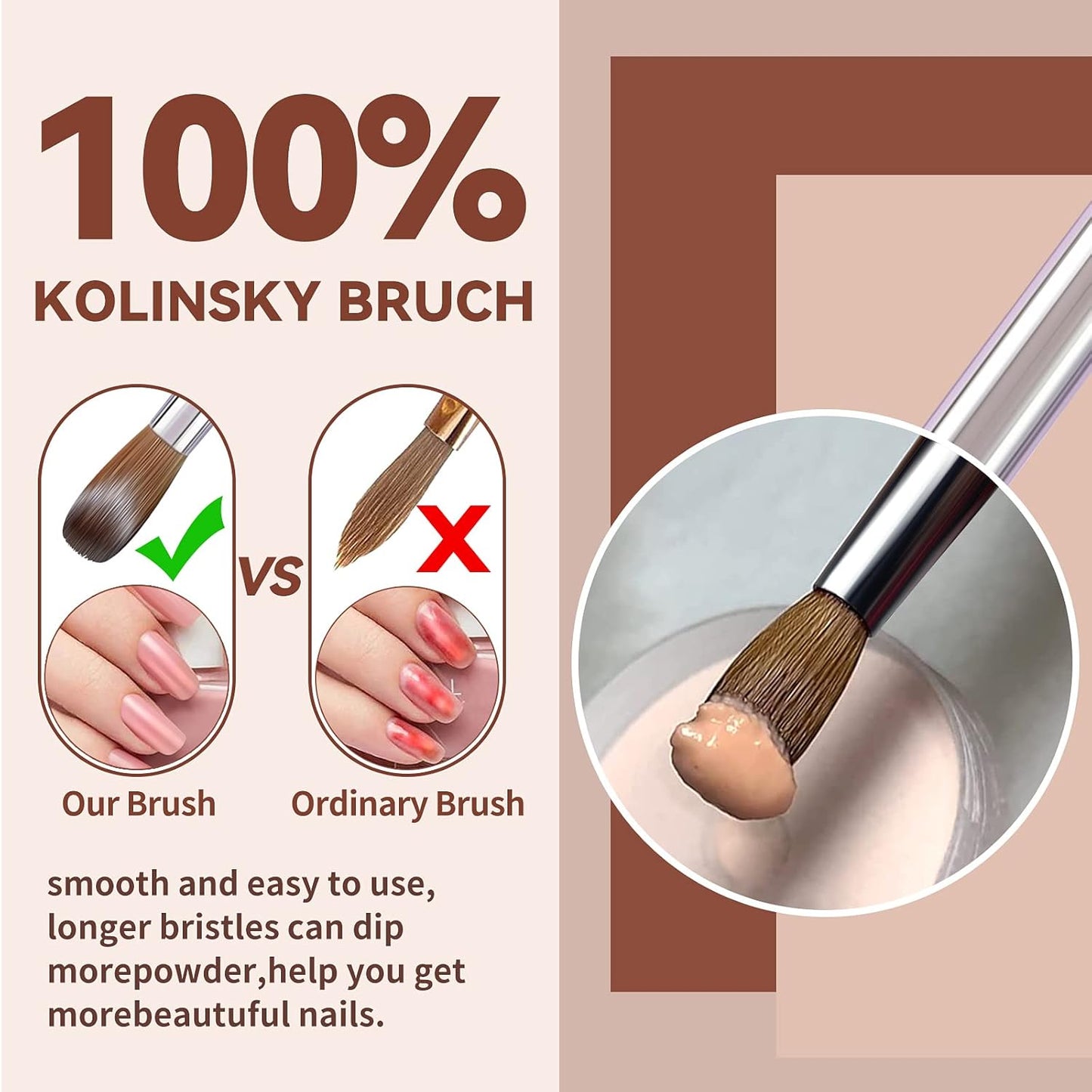 Kolinsky Acrylic Brush Size 22 - Professional Nail Application Tool with Wood Handle for Salons & DIY