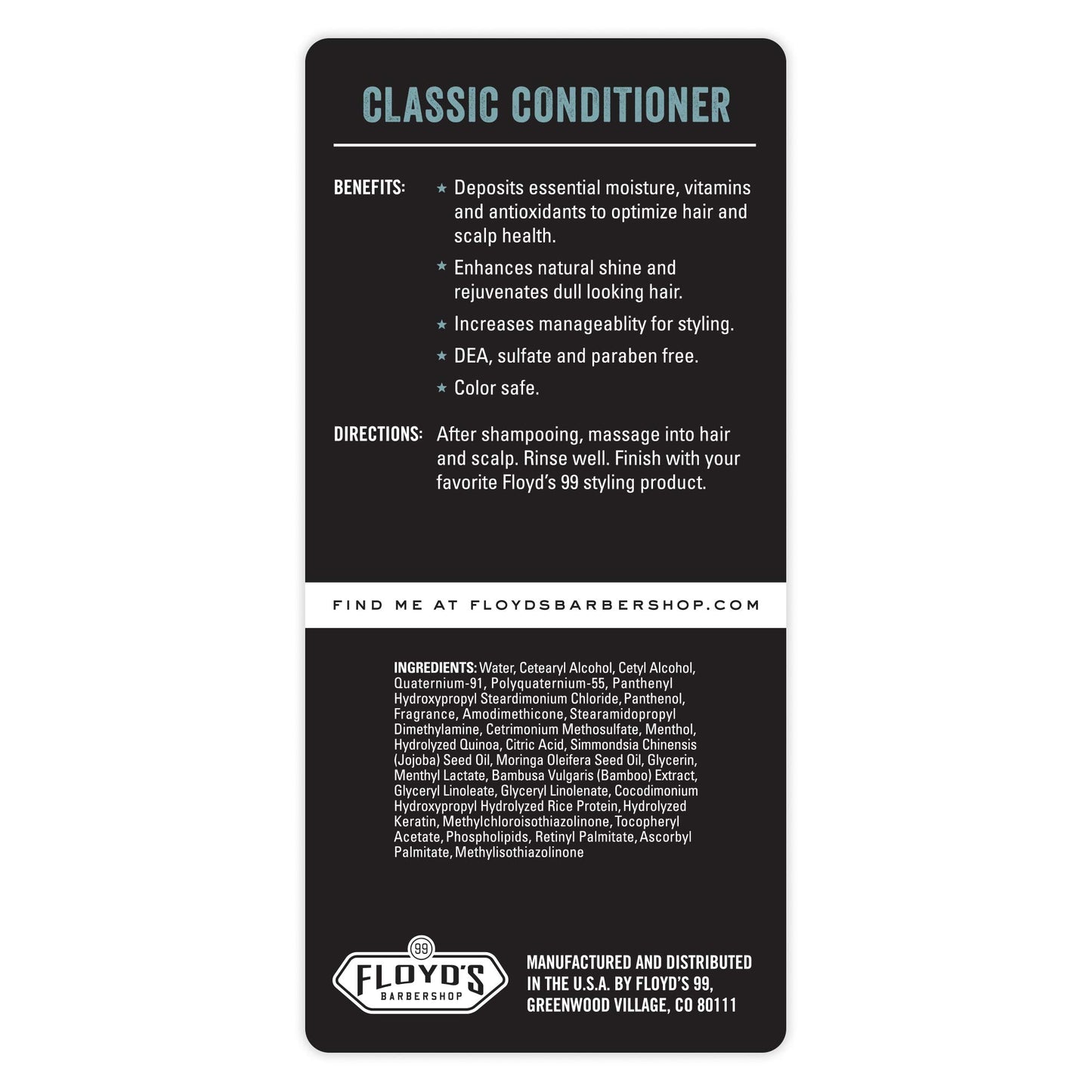 Floyd's 99 Classic Conditioner - Moisturizing - Soothing - Cooling - 33 oz.