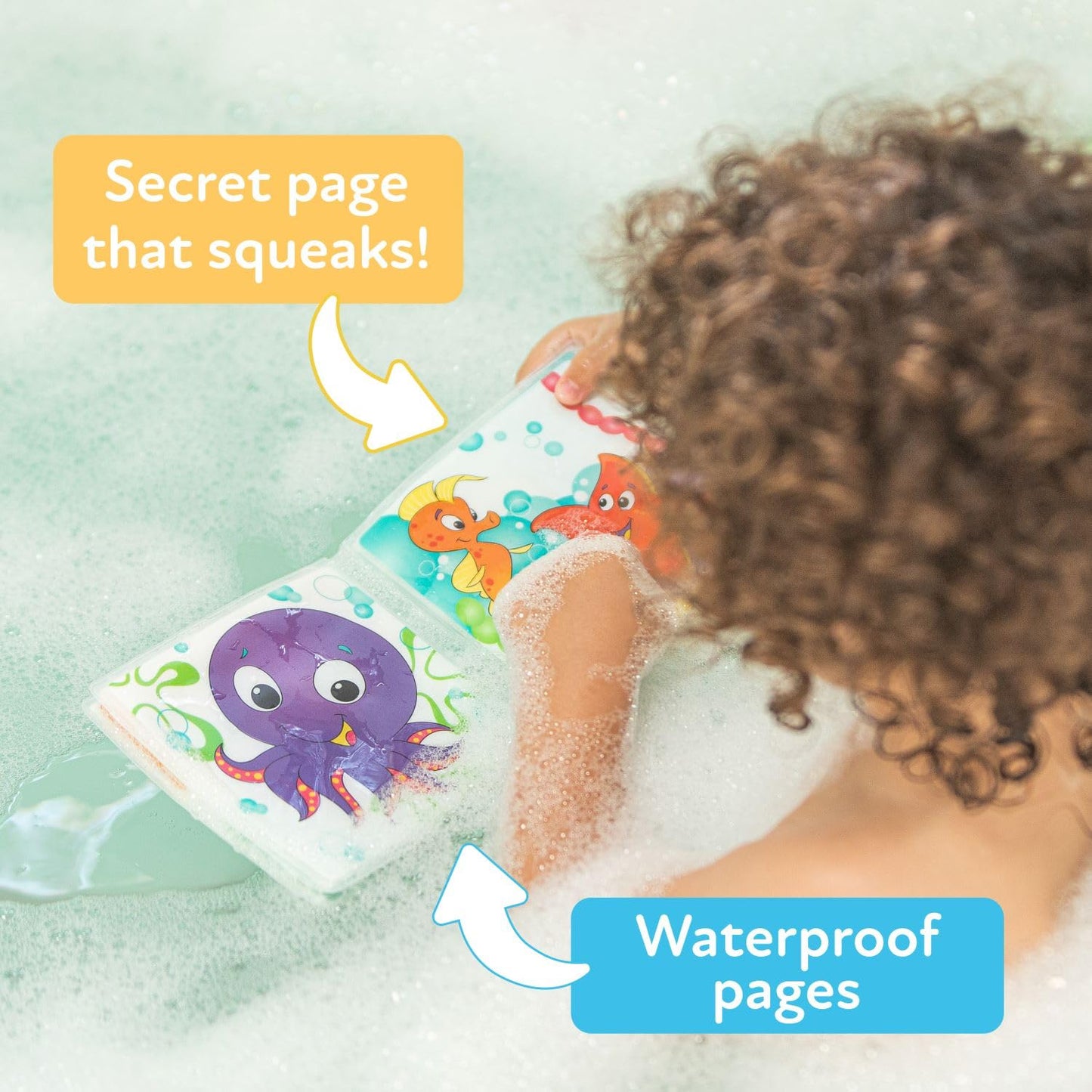 Nuby Bath Fun Time Book with Water-Proof Pages and Surprise Squeaker, Early Education, 0 M+ (Prints May Vary)