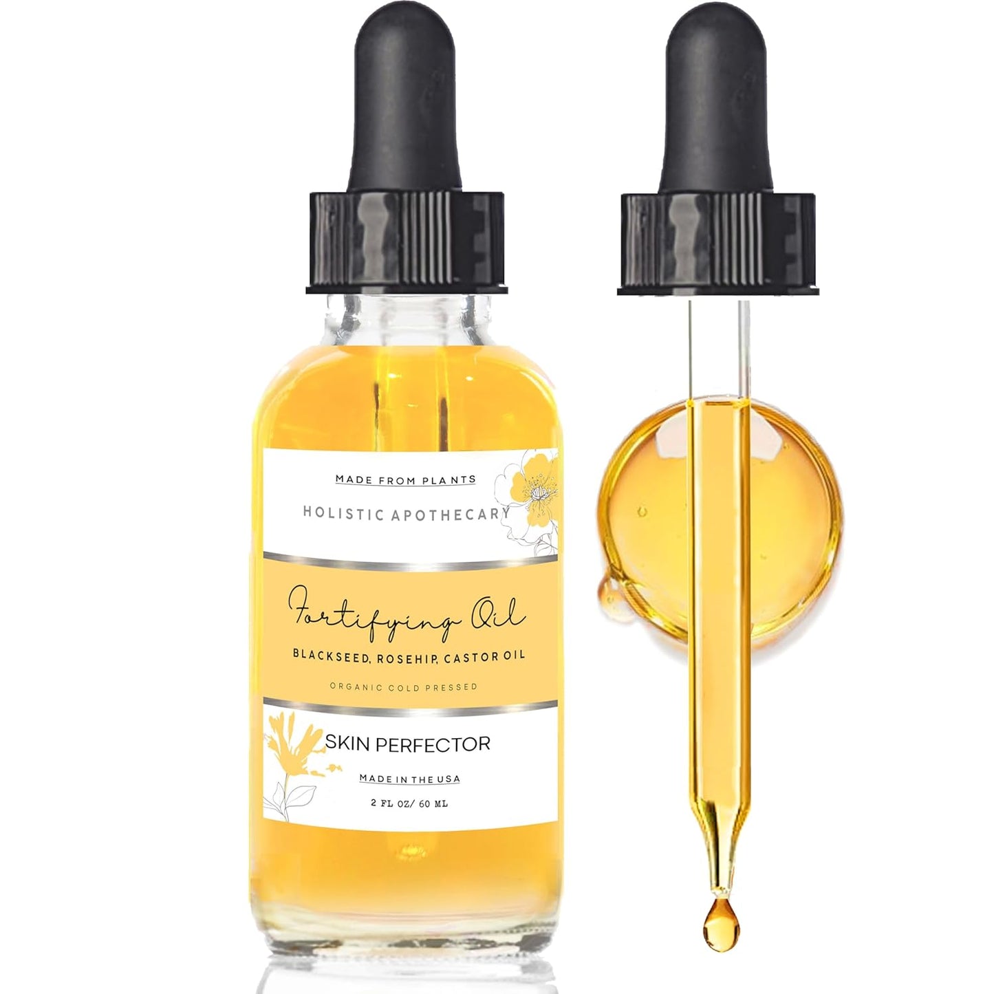 Organic Cold Pressed Face Oil - Black Seed, Rosehip & Castor Oil | Anti-Aging Hydrating Serum for Dry Skin (2 FL OZ)