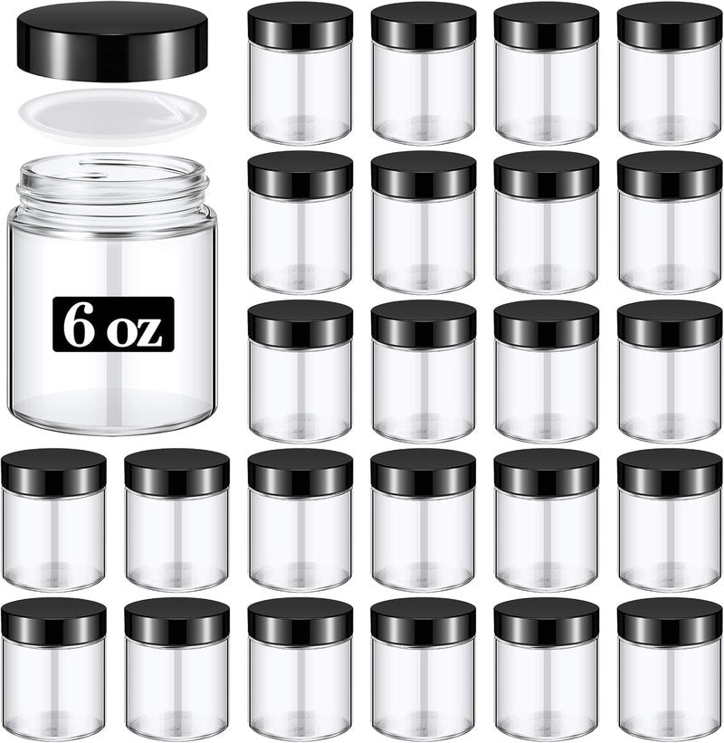 24 Pcs 6oz Glass Jars with Lids - Leakproof Airtight Cosmetic Storage | White & Black