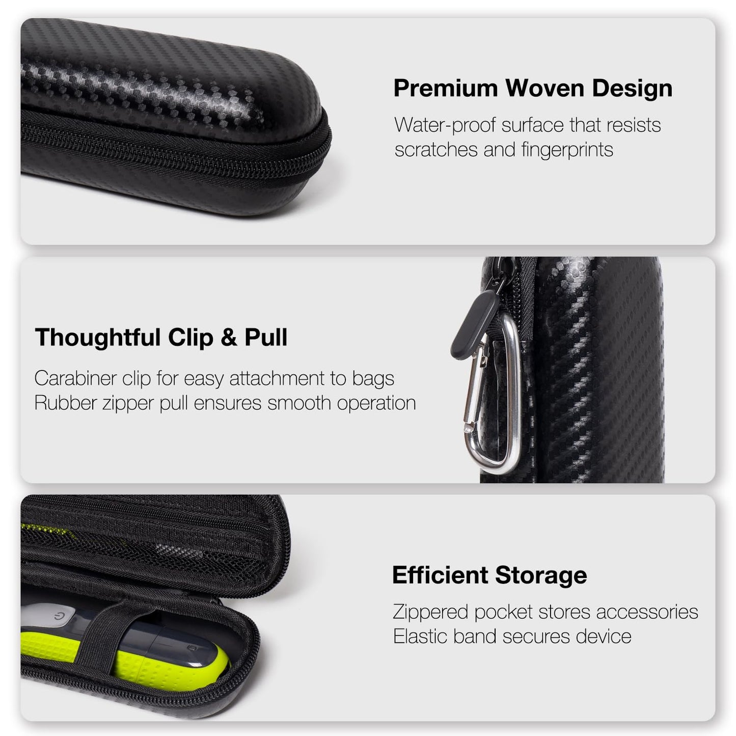 Nincha Compact Travel Trimmer Case for Philips Hybrid Electric Trimmer and Shaver, Face + Body Groomer QP2724/90, QP2834/70, QP1924/70, QP6531/70, QP4631/90, Hard Carrying Case, Black