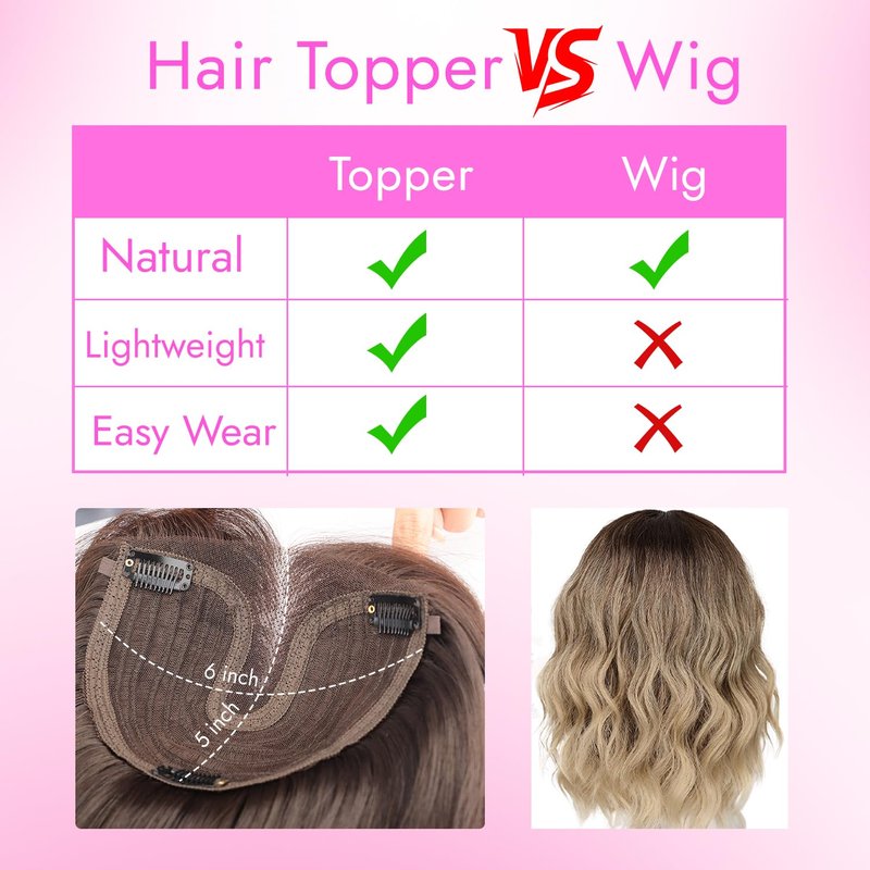 Isaic Hair Toppers for Women with Thinning Hair, 24 Inch Synthetic Clip in Topper Hair Extensions with Adjustable Band, Layered Wiglet Adds Volume and Natural Coverage (Dark Brown)
