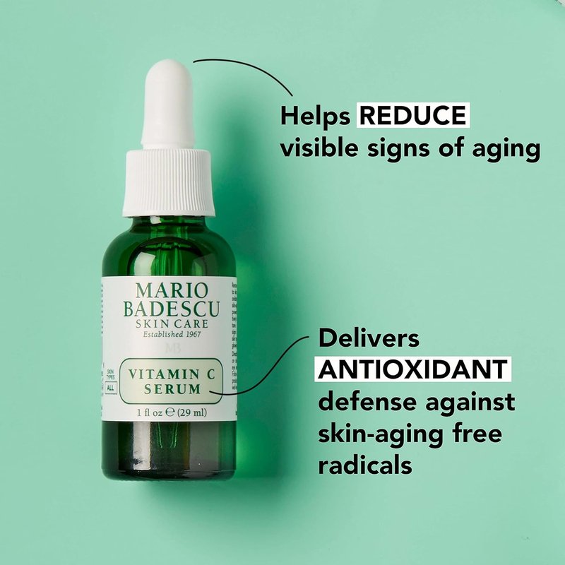 Mario Badescu Vitamin C Serum - Lightweight Anti-Aging Formula with Sodium Hyaluronate | 1 Fl Oz