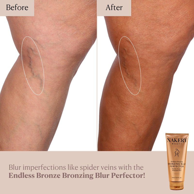 Nakery Bronzing Blur Perfector, Instant Body Bronzer for Women, Skin Tint with Shimmer, Easy Rinse Formula for Natural Looking Sunless Glow, Tinted Lotion for Legs and Arms