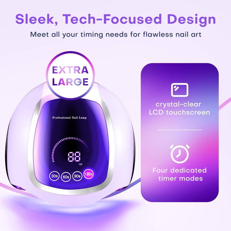 UV LED Nail Lamp, Gugusure 168W Nail Curing Lamps for Home & Salon, Led Nail Dryer for Gel Polish with Automatic Sensor/4 Timer Setting, Professional Nail Art Tools for Fingernail and Toenail Nail