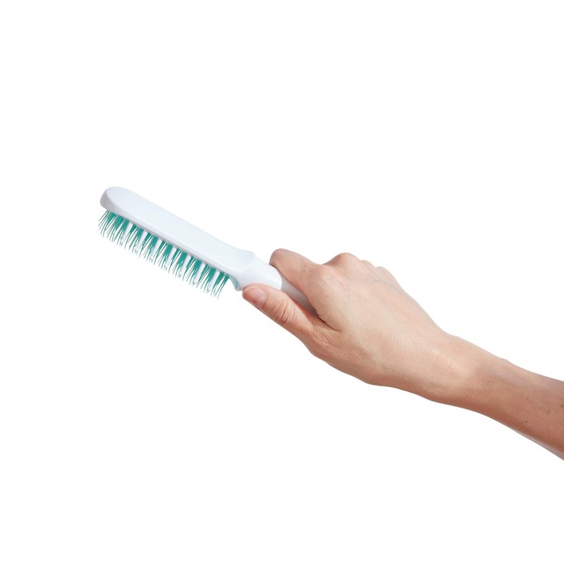 Frida Baby Detangling Hairbrush for Thick or Curly Hair, Toddler Hairbrush, Detangler Brush for Kids, Wide-Tooth Comb & Bristle Combo, Loosens Knots Without Tears or Breakage, Wet or Dry Use, Teal