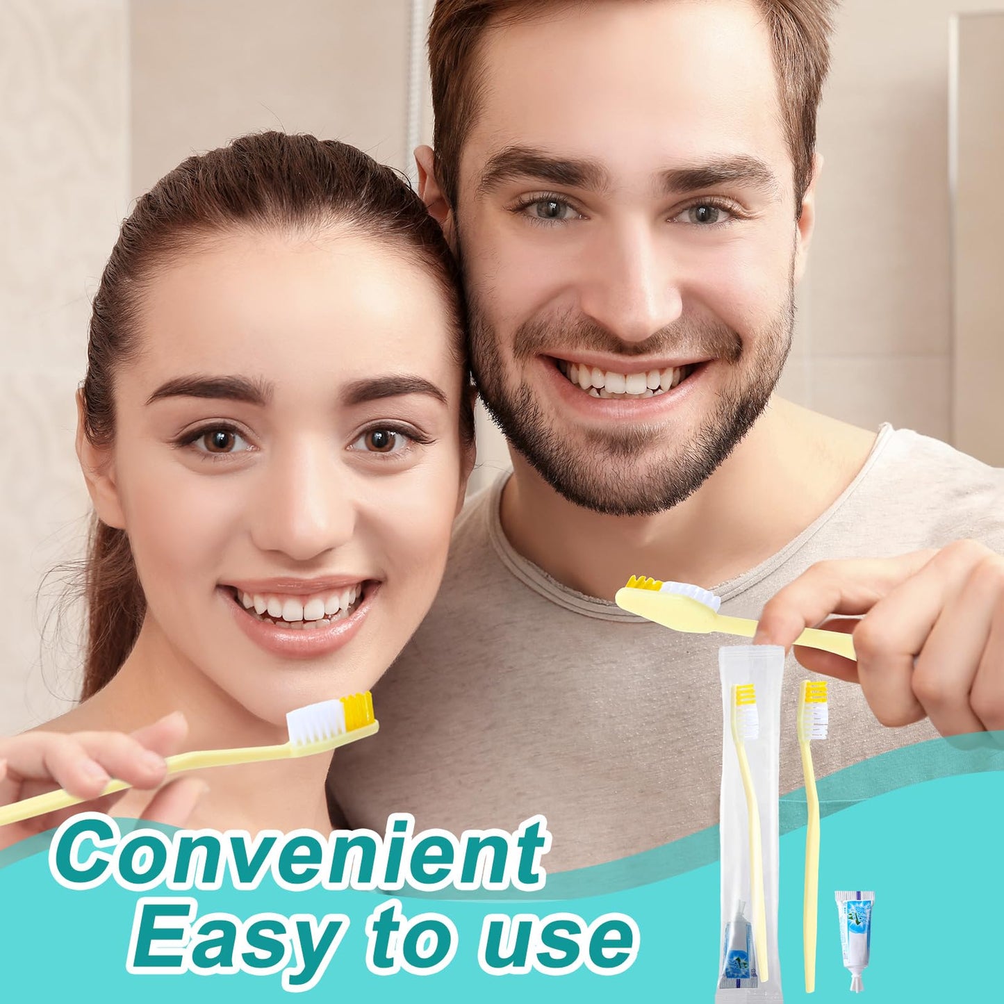meekoo 200 Set Disposable Toothbrush with Toothpaste Individually Wrapped Travel Toothbrush Kit Homeless Hygiene Kit Bulk for Travel Hotel Shelter Homeless Nursing Home(Gold, Classic)