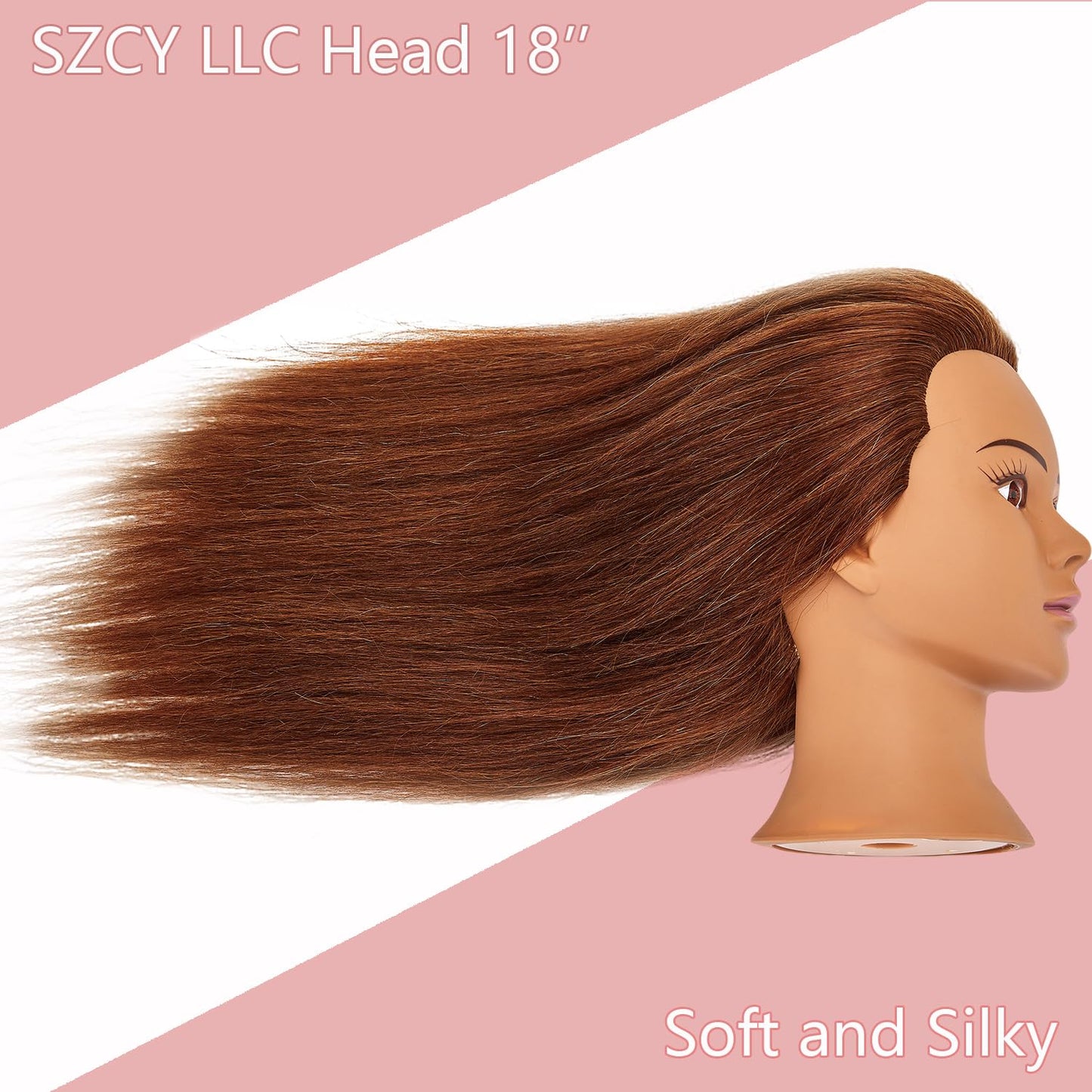SZCY LLC 100% Human Hair Mannequin Head Hair Styling Training Head Cosmetology Manikin Head Doll Head for Hairdresser with Clamp Holder