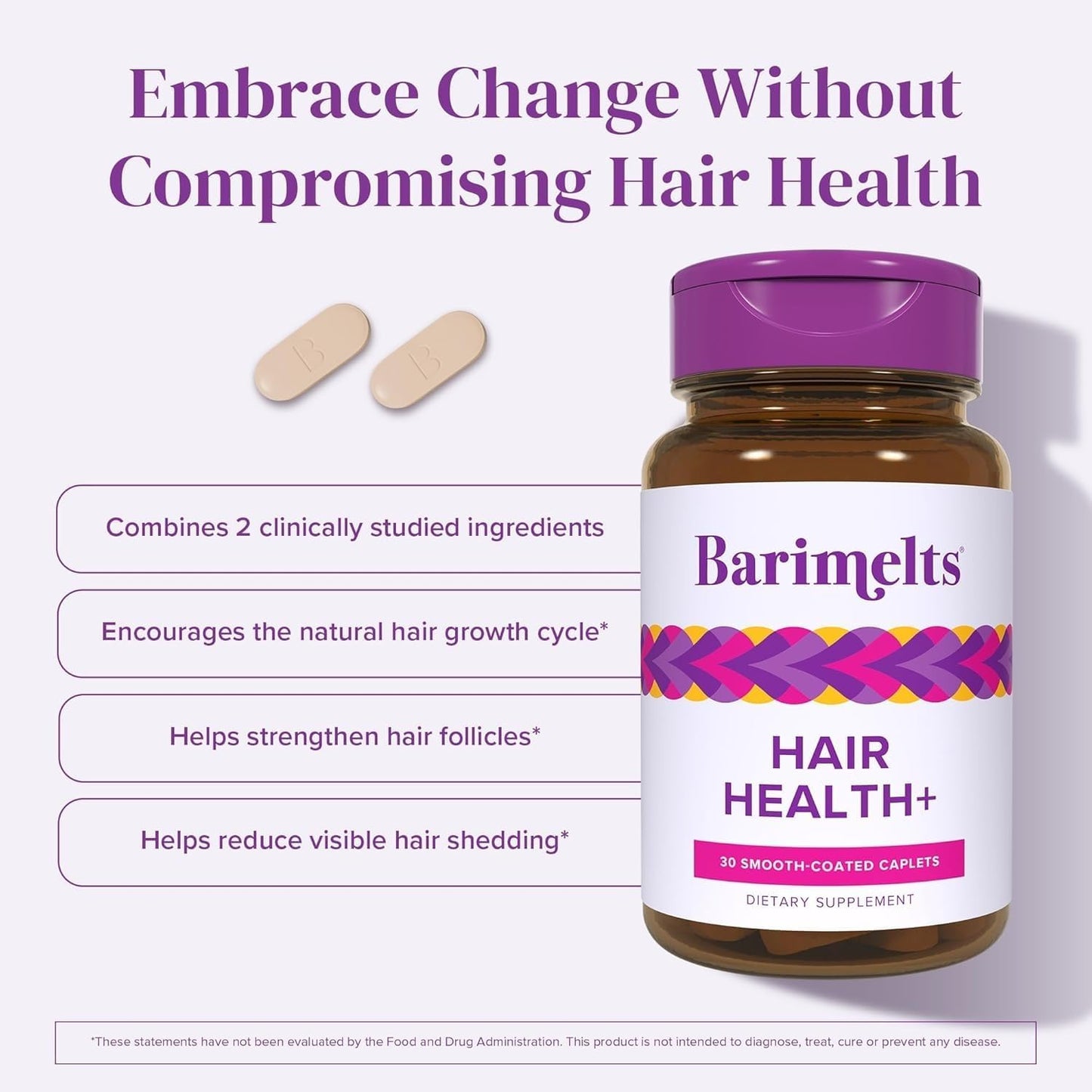 BariMelts Hair Health+ | Hair Growth Supplement for Thinning Hair - Clinically Studied AnaGain™ Nu & Keratin - 1-Month Supply