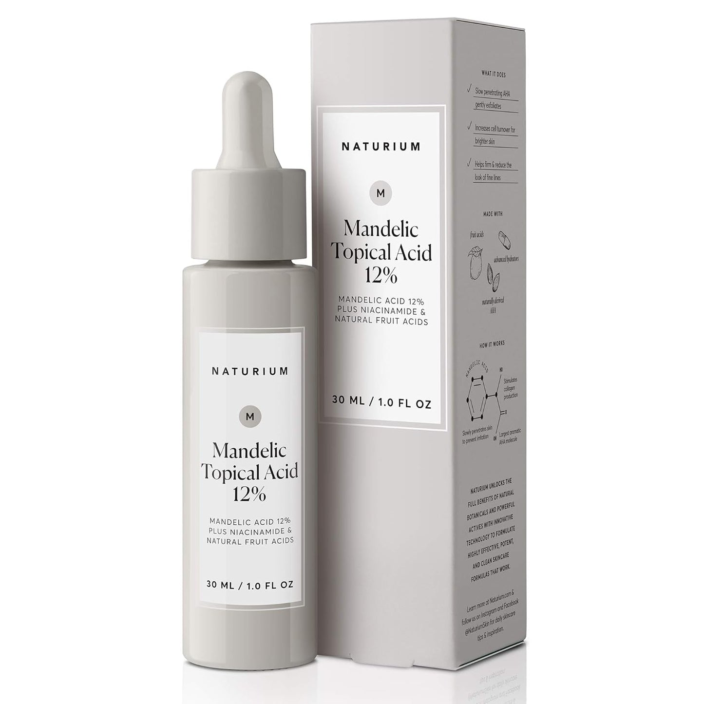 Naturium Mandelic Acid 12% Serum - Anti-Aging Formula with Niacinamide & Fruit Acids | 1 oz