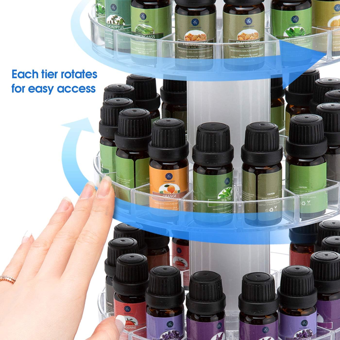 Rotating Essential Oil Display Stand - Spinning Rack for 45 Bottles | 3-Tier Organizer & Storage Holder