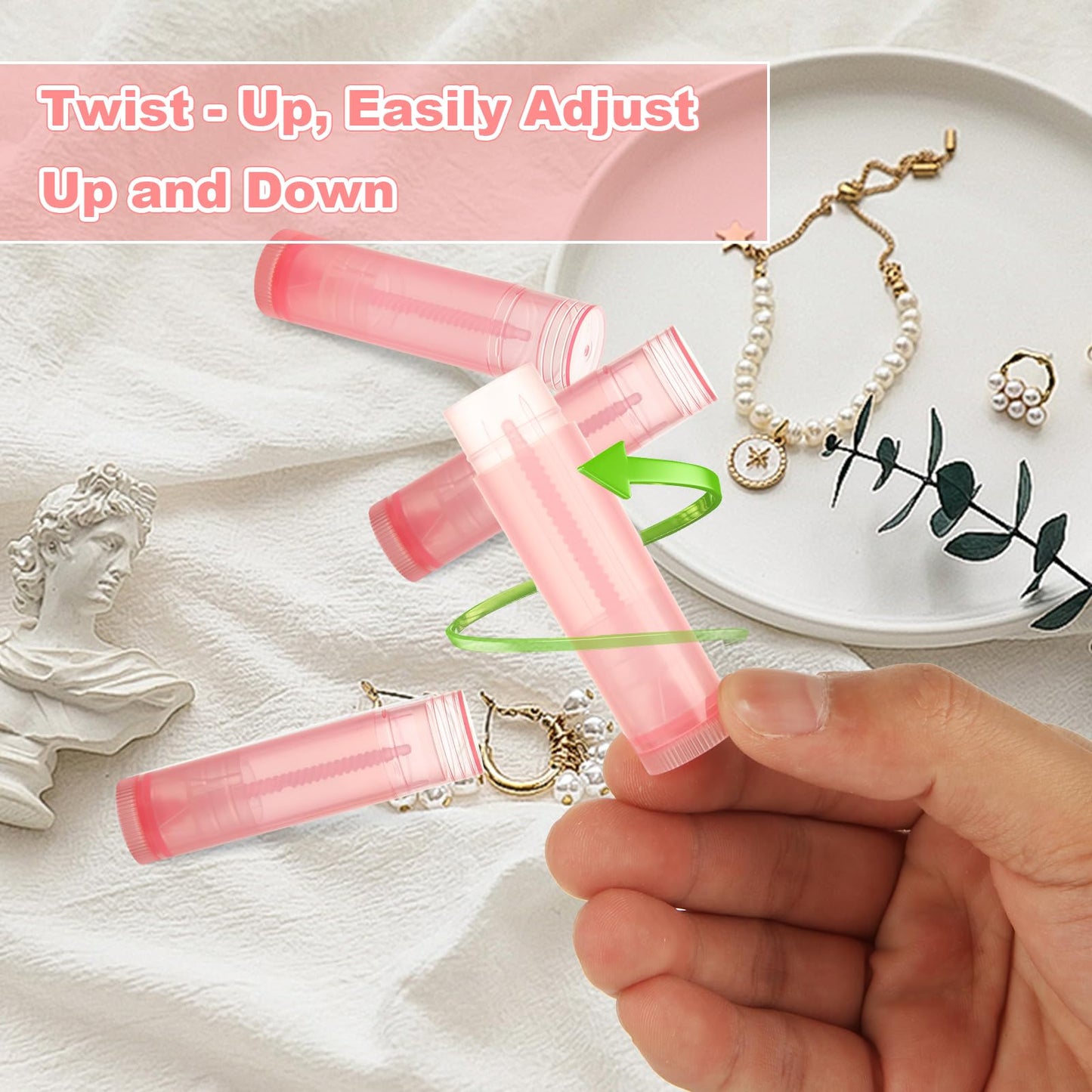 ACXFOND 100Pcs Lip Balm Tubes with Filling Tray and Spatula, 5ml (3/16 Oz) Empty Plastic Lip Gloss Balm Containers for DIY Homemade Lipsticks, Chapsticks and Homemade Solid Perfume