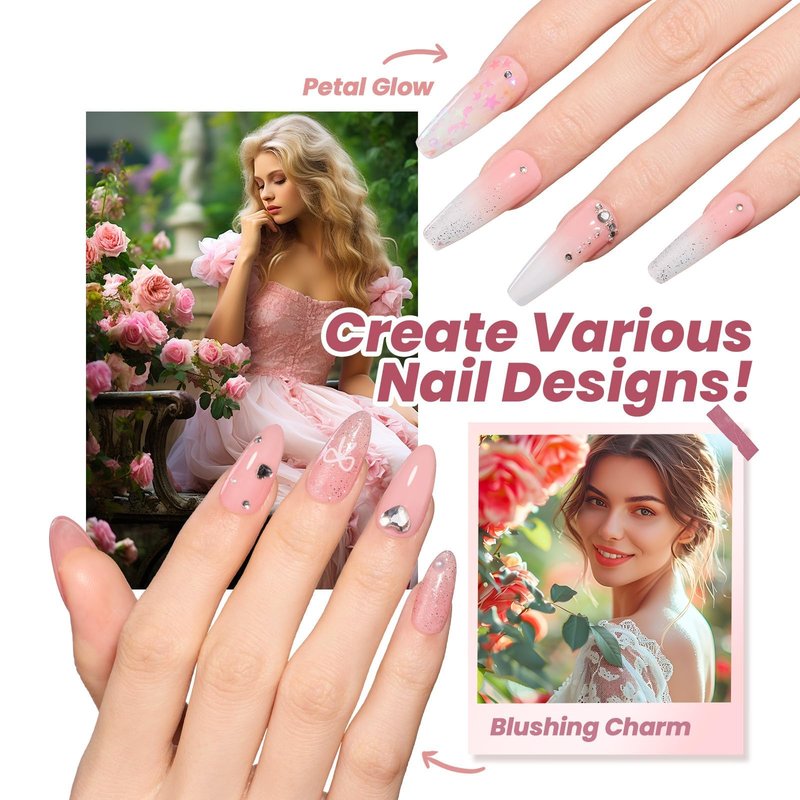 Beetles Gel Nail Polish Kit with U V Light 25Pcs Rose Garden Walk Nude Pink Gel Polish Set with Base Top Coat Starter Kit DIY Home Nail Art Decoration Gift for Women Girls