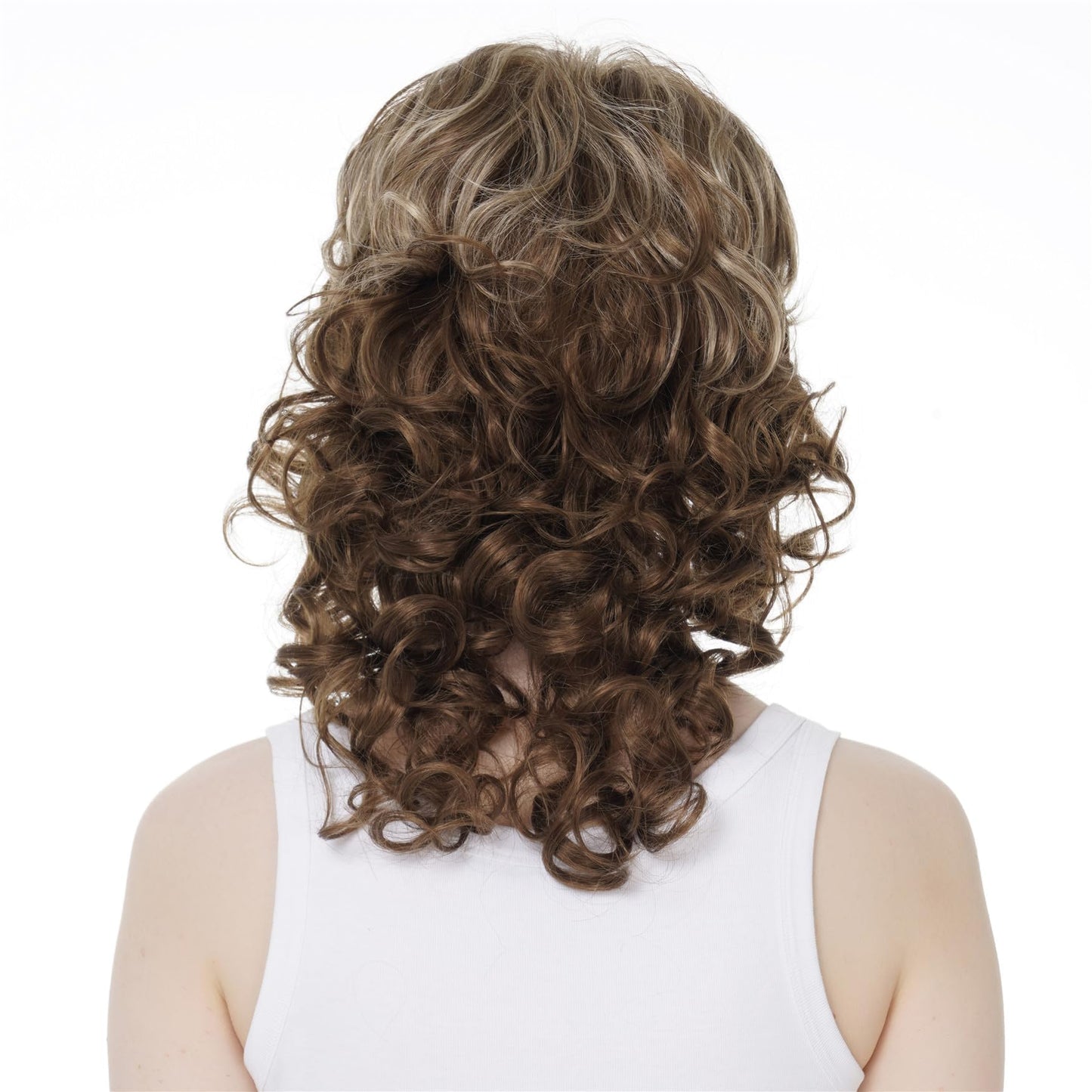 Aimole Women Long Curly Synthetic Wigs Natural Soft Wig (12TT26 Brown Highlighted)