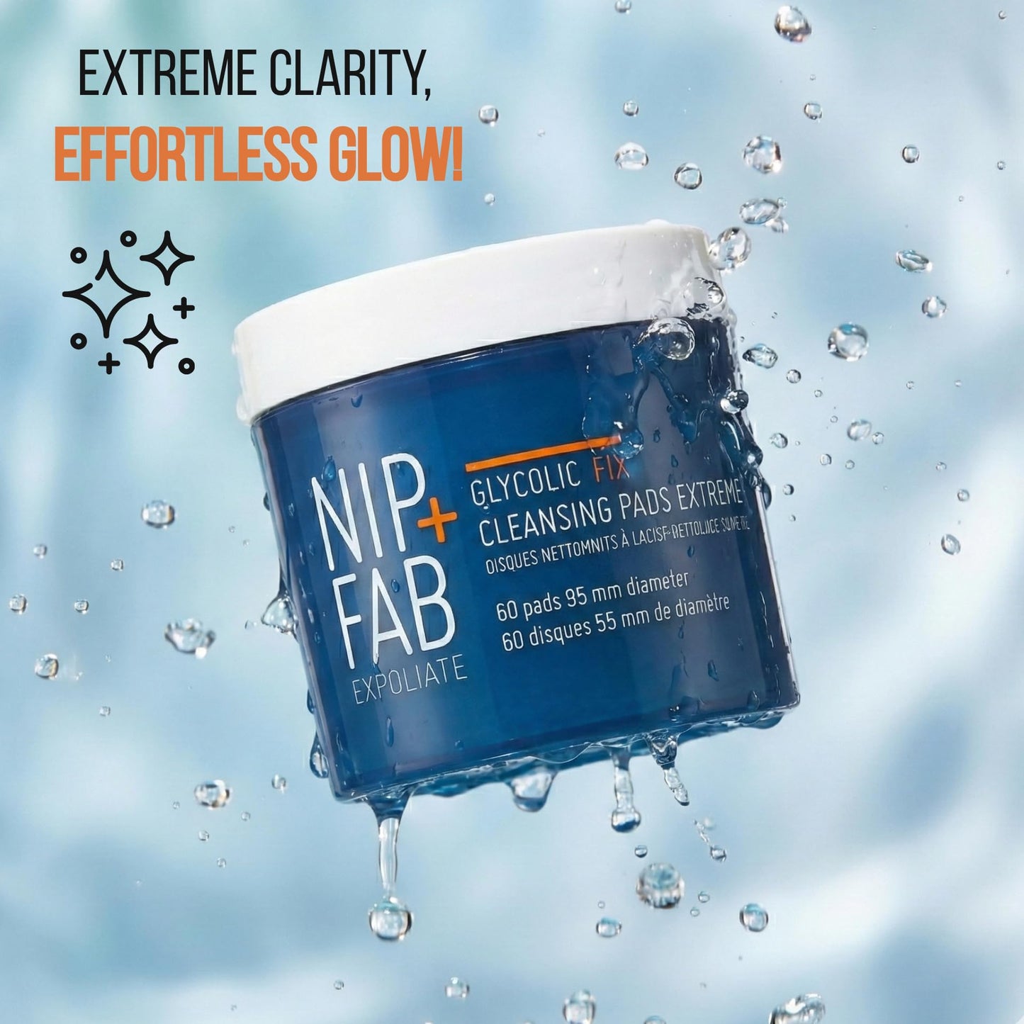 Nip + Fab Glycolic Fix Night Pads Extreme (60 Count) – 5% Glycolic Acid Exfoliating Face Pads with Salicylic Acid – Resurfacing AHA BHA Chemical Peel for Blemishes & Texture