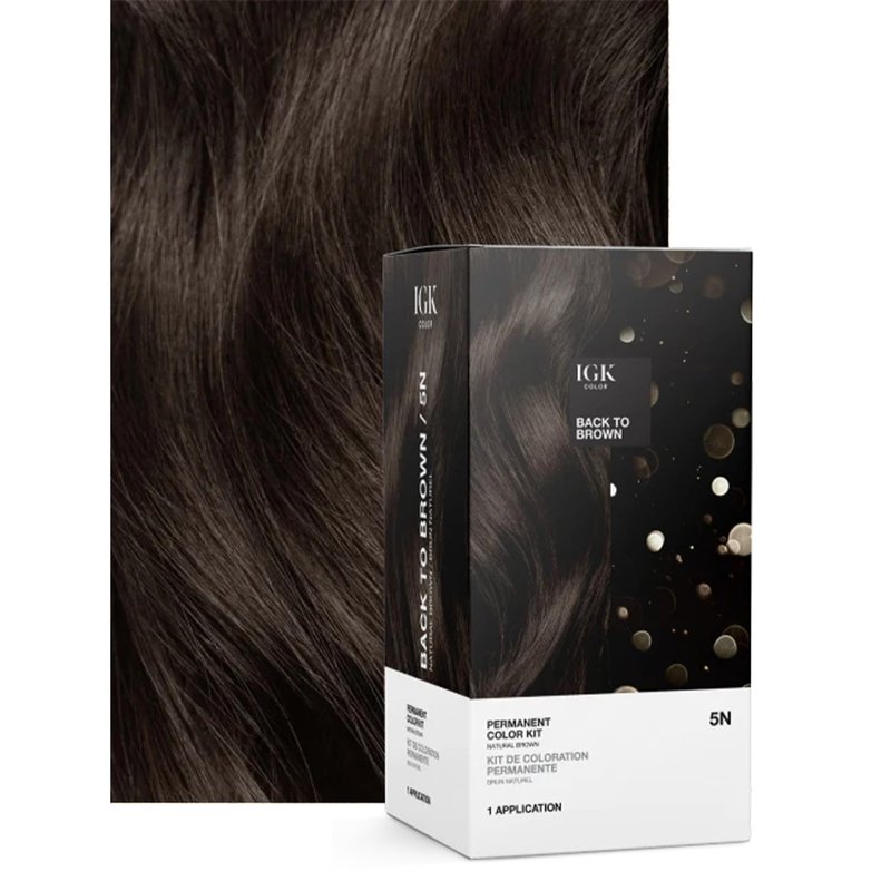 IGK Permanent Hair Color Kit | 5N Back To Brown Natural Brown | Salon-Quality Permanent Hair Dye | 100% Gray Hair Coverage | Ammonia-Free Color for Shinier, Softer Hair