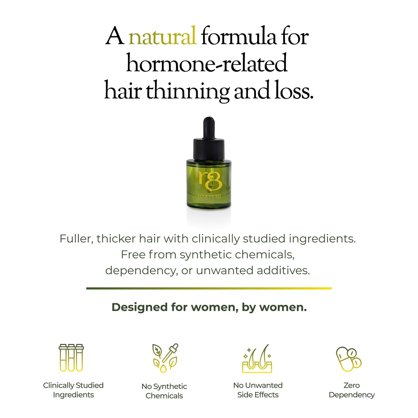 regener8 Hair & Scalp Oil for Women – Essential & Carrier Oil Blend for Hormone-Related Thinning & Loss – Natural Support for Postpartum, Menopause & Chronic Stress