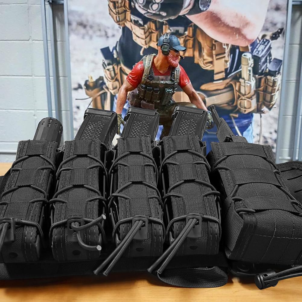 2pc Double Stack Extended Mag Pouch Holster Carrier for MP5 MP7 MP9 Glock to Tactical Duty Belt and Molle