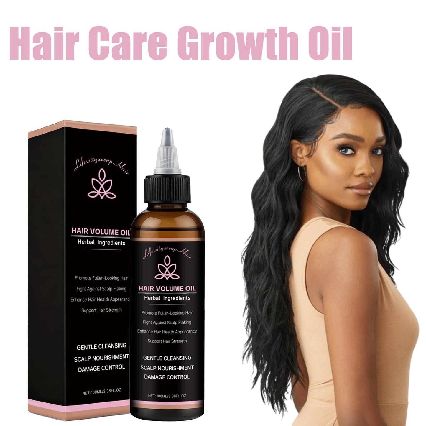 2PCS lifewitqueenp Hair Care Growth Oil,Lifewitqueenp Hair Growth Products,Non-greasy, Quick-Absorbing, Strengthens Roots – Leaves Hair Black & Shiny, Reduces Split Ends & Dryness (2PCS)