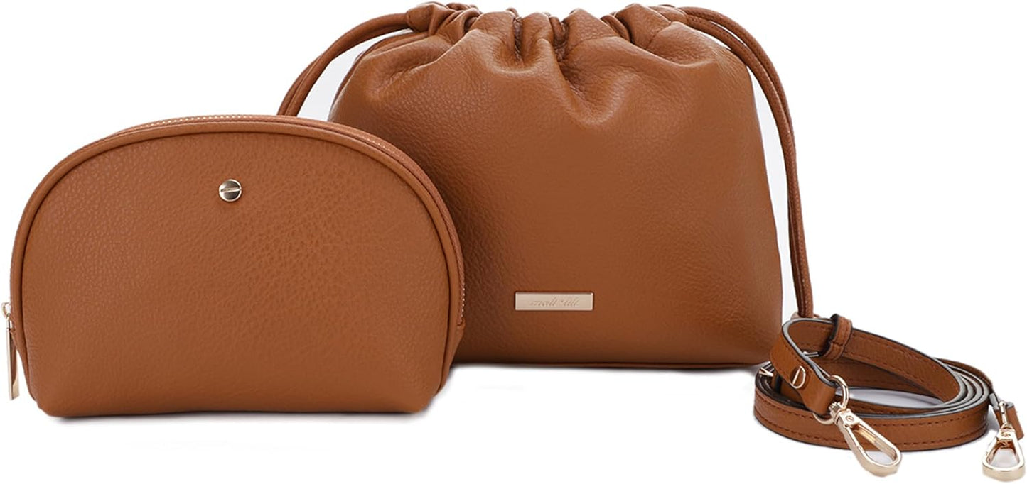 Lola Beauty Bag Duo - Vegan Leather Makeup & Travel Cosmetic Bags Set of 2 | Stylish Crossbody Pouches for Women