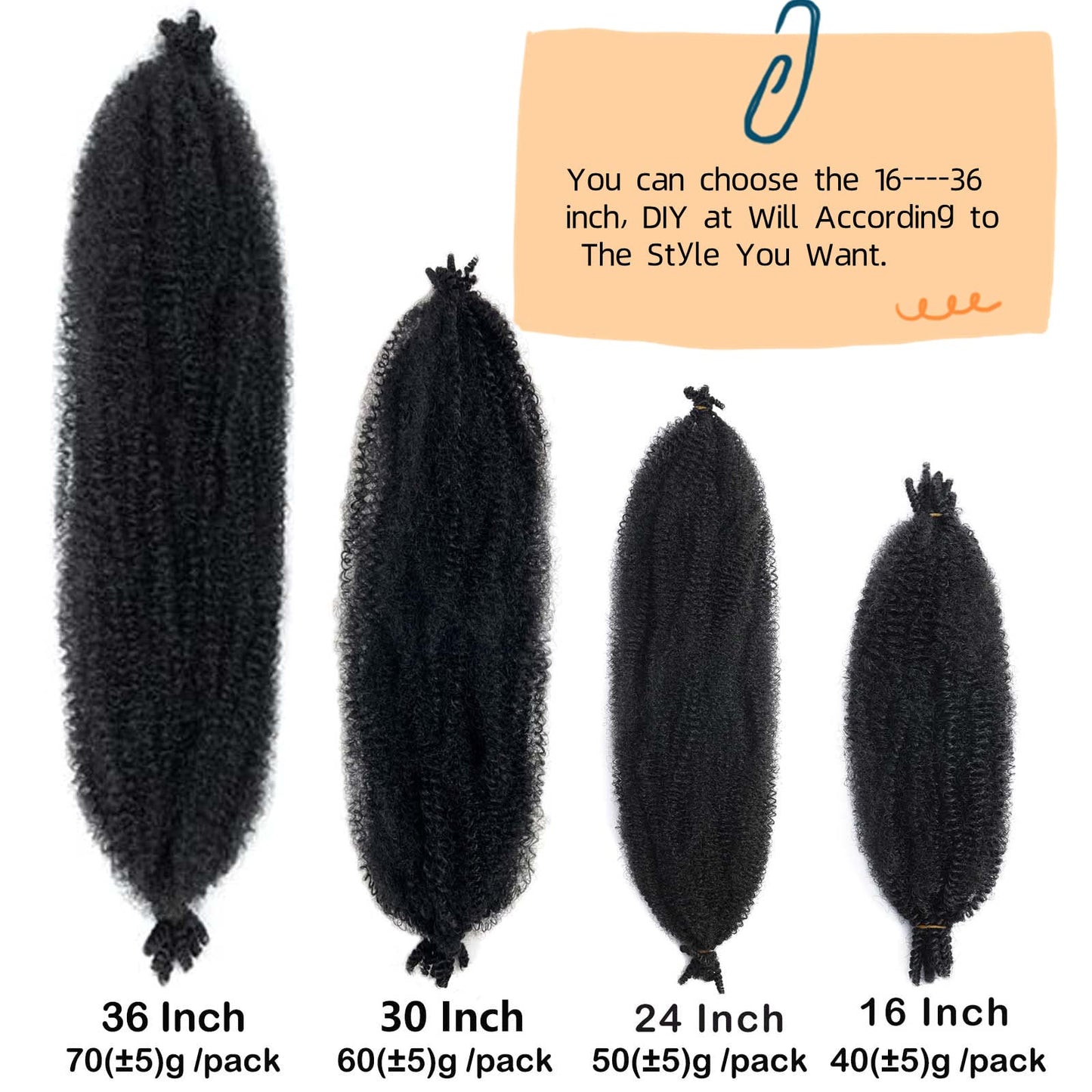 36 Inch Marley Hair Springy Afro Twist Hair 8 Packs Marley Twist Braiding Hair for Faux Locs Crochet Hair Pre Separated Spring Twist Hair Synthetic Hair Extensions(36 Inch, 1B)